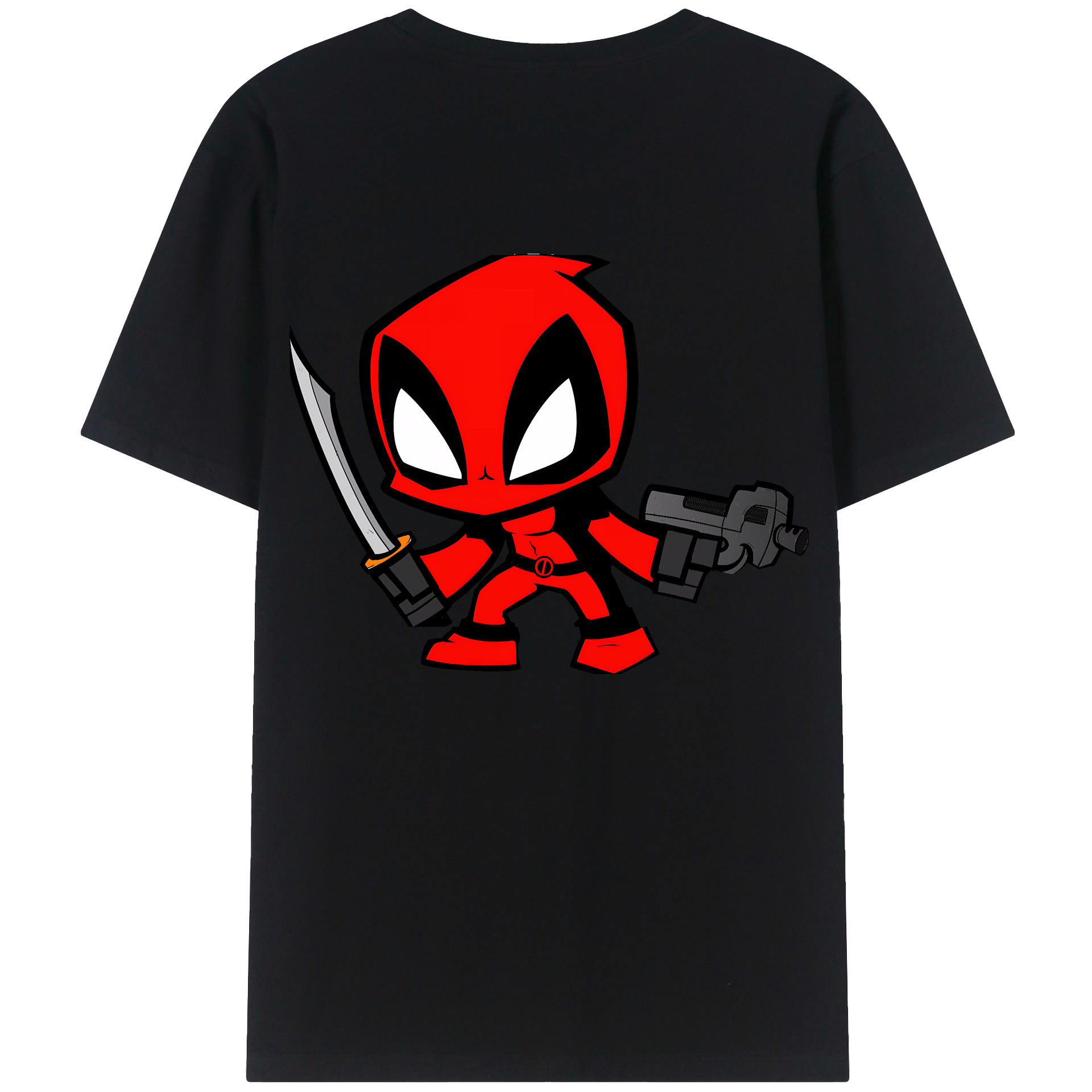 （画像用） Deadpool デッドプール 綿100％ メンズ半袖Tシャツ（バックプリント） 通気性