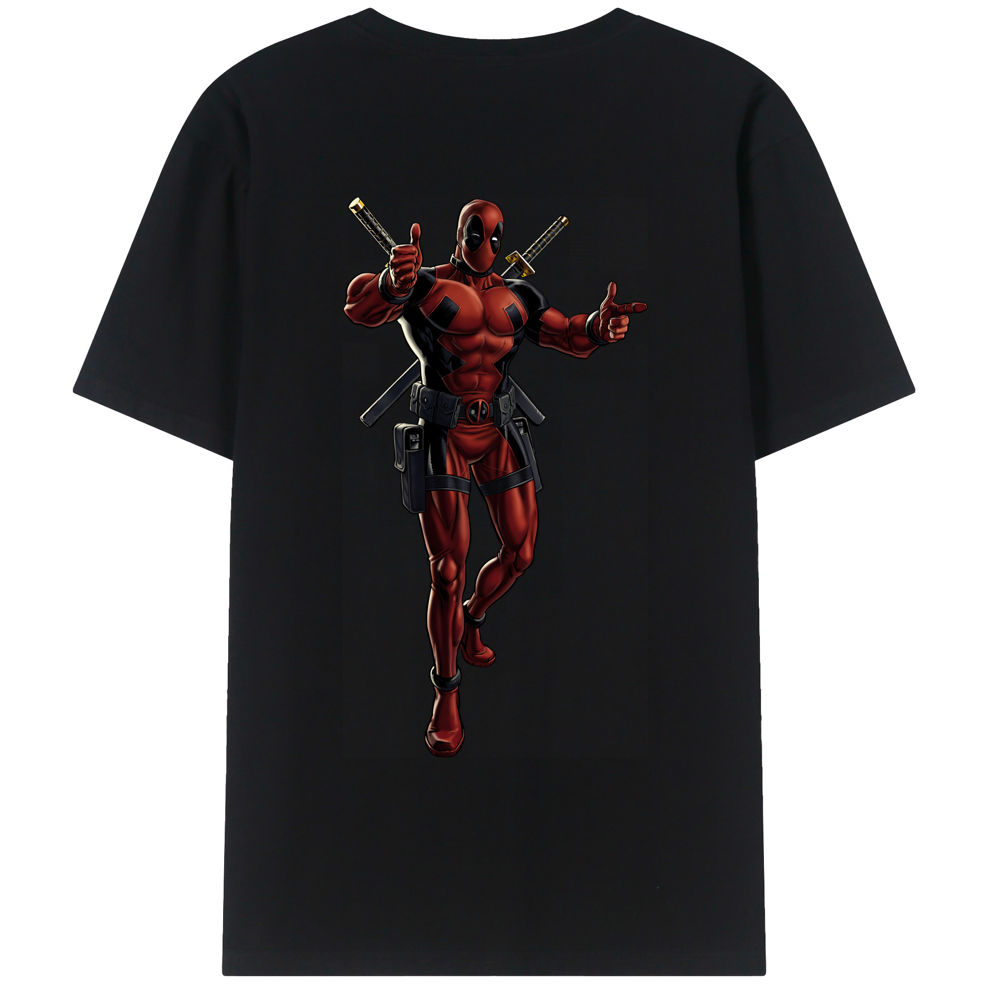 （画像用） Deadpool デッドプール 綿100％ メンズ半袖Tシャツ（バックプリント） 通気性