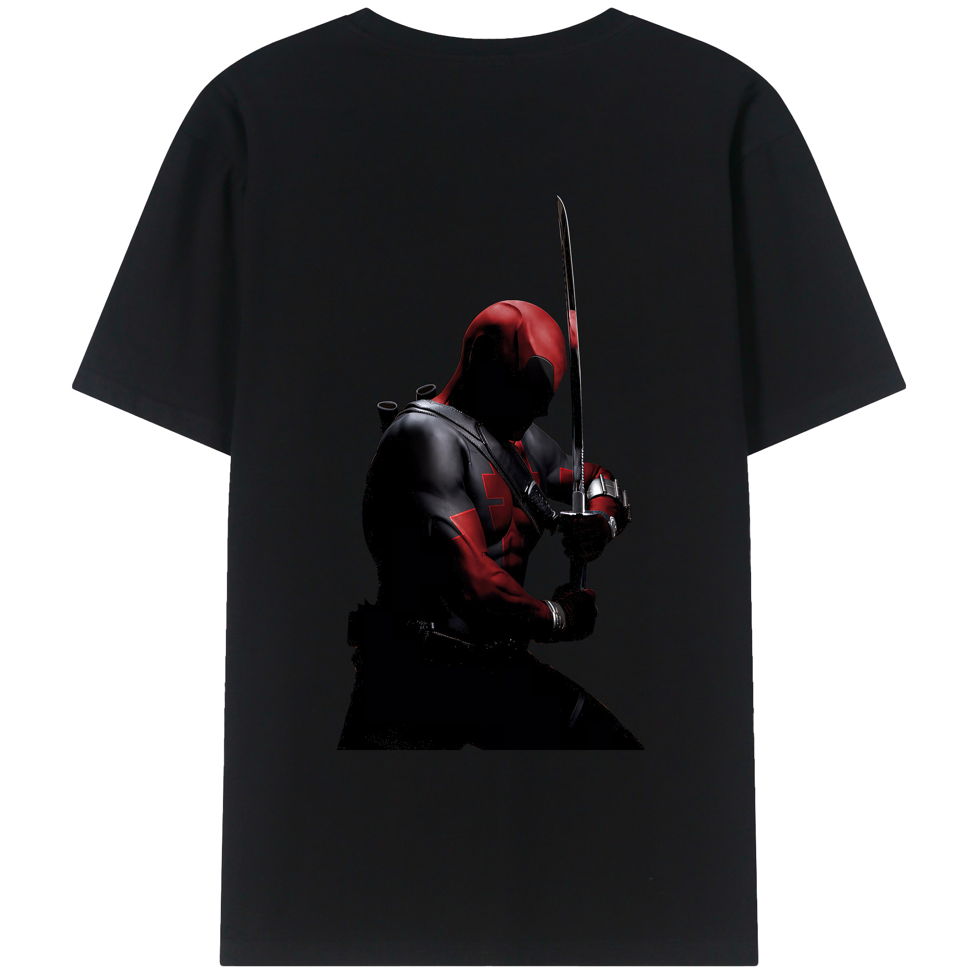 （画像用） Deadpool デッドプール 綿100％ メンズ半袖Tシャツ（バックプリント） 通気性