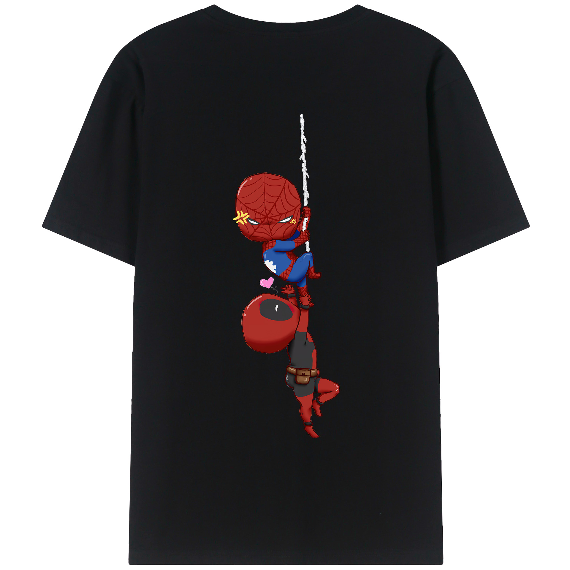 （画像用） Deadpool デッドプール 綿100％ メンズ半袖Tシャツ（バックプリント） 通気性