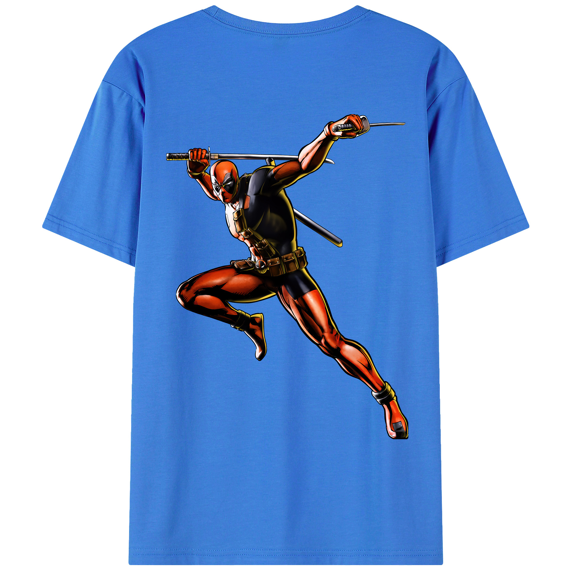 （画像用） Deadpool デッドプール 綿100％ メンズ半袖Tシャツ（バックプリント） 通気性
