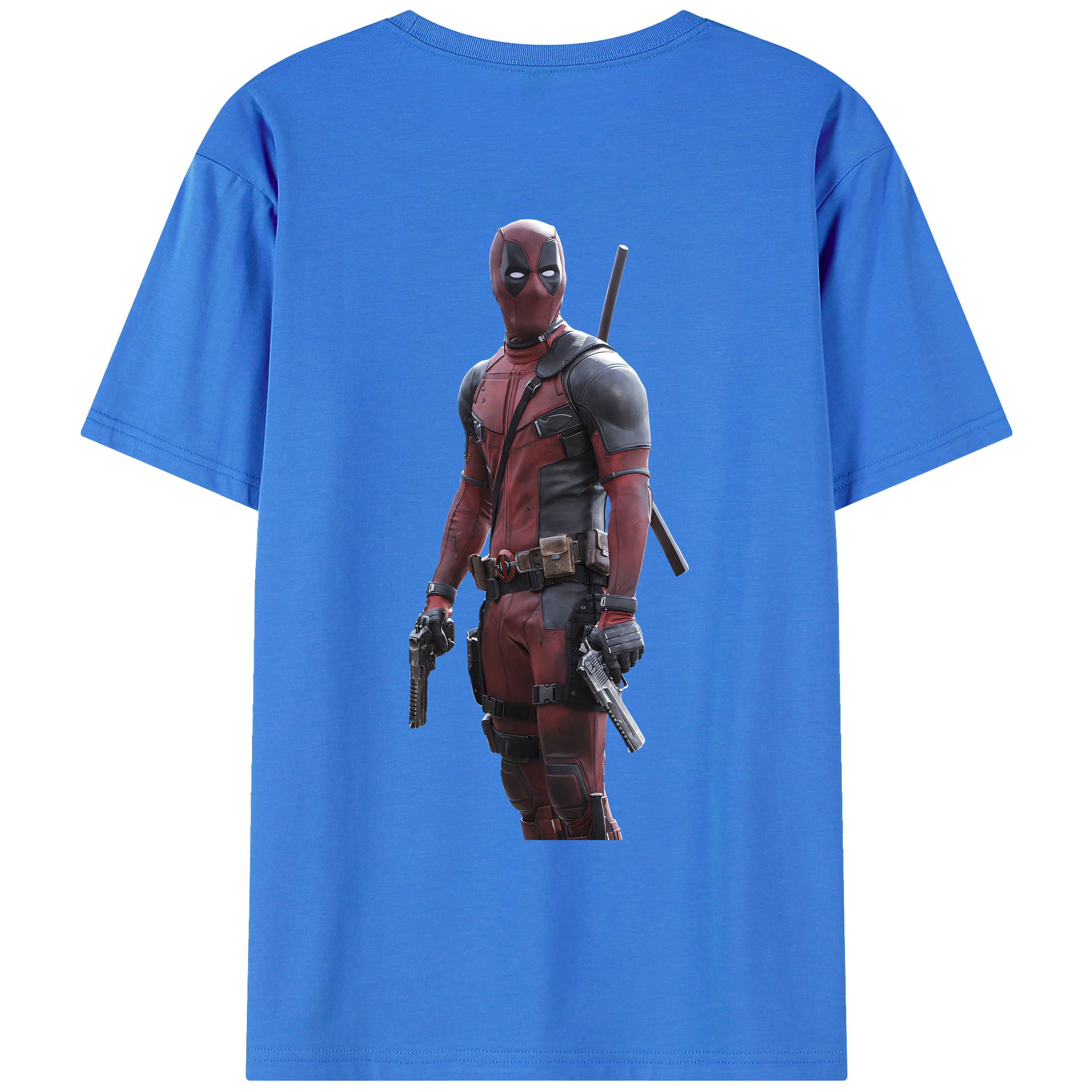 （画像用） Deadpool デッドプール 綿100％ メンズ半袖Tシャツ（バックプリント） 通気性