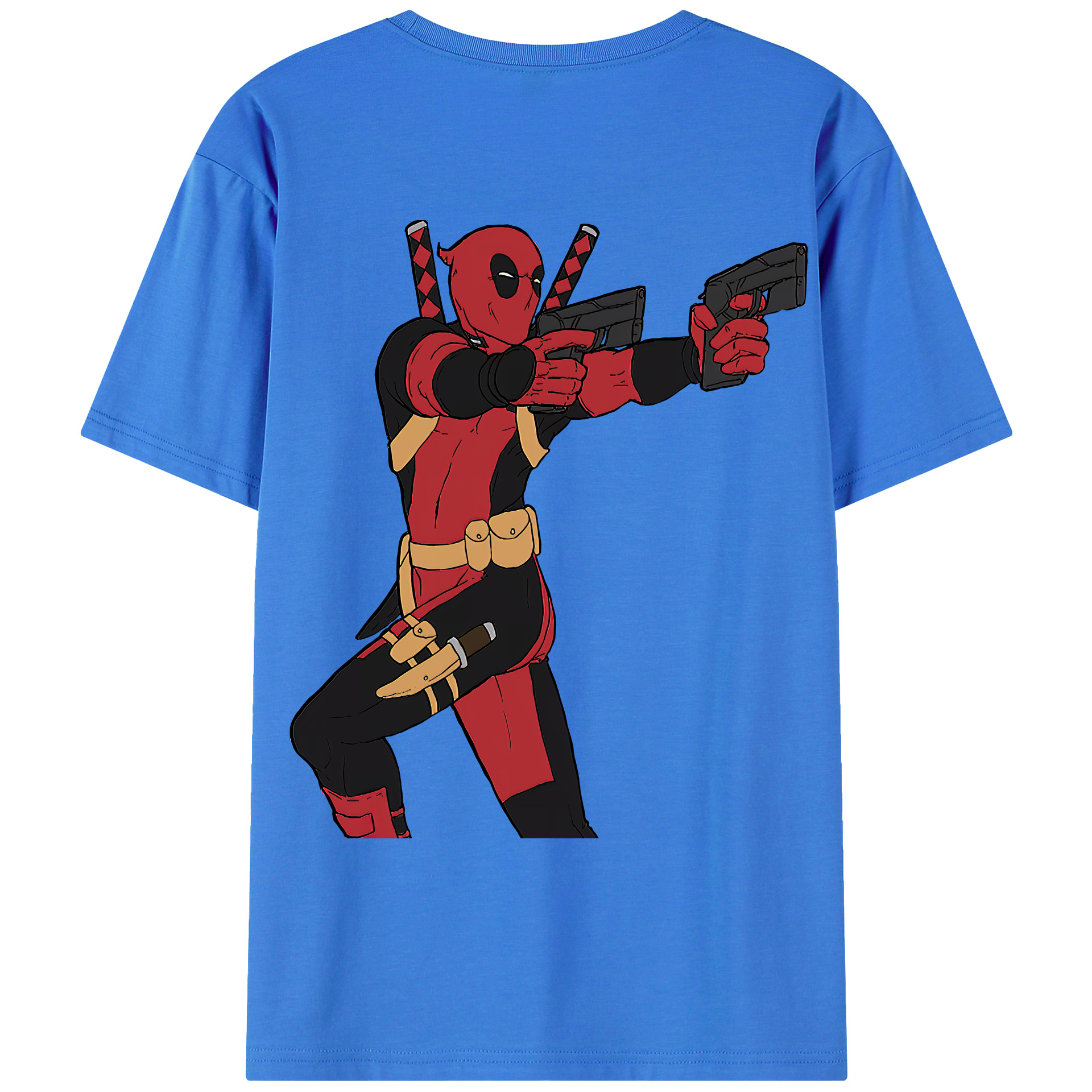 （画像用） Deadpool デッドプール 綿100％ メンズ半袖Tシャツ（バックプリント） 通気性