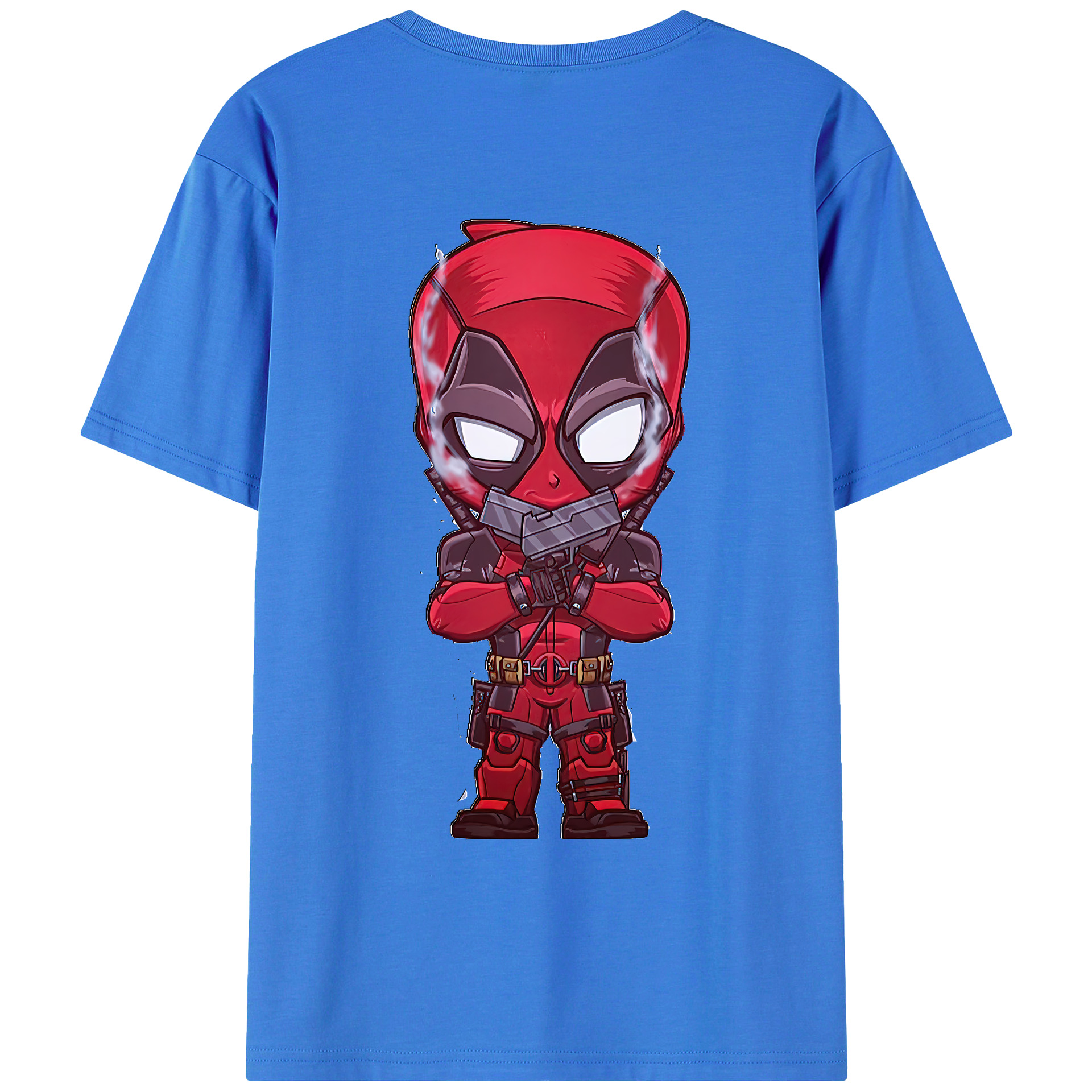 （画像用） Deadpool デッドプール 綿100％ メンズ半袖Tシャツ（バックプリント） 通気性