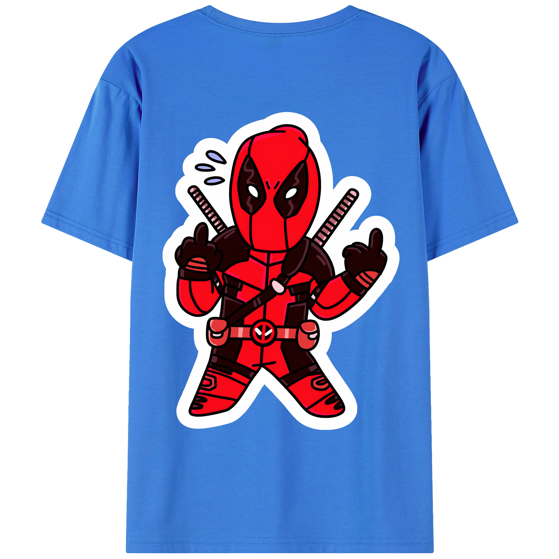 （画像用） Deadpool デッドプール 綿100％ メンズ半袖Tシャツ（バックプリント） 通気性