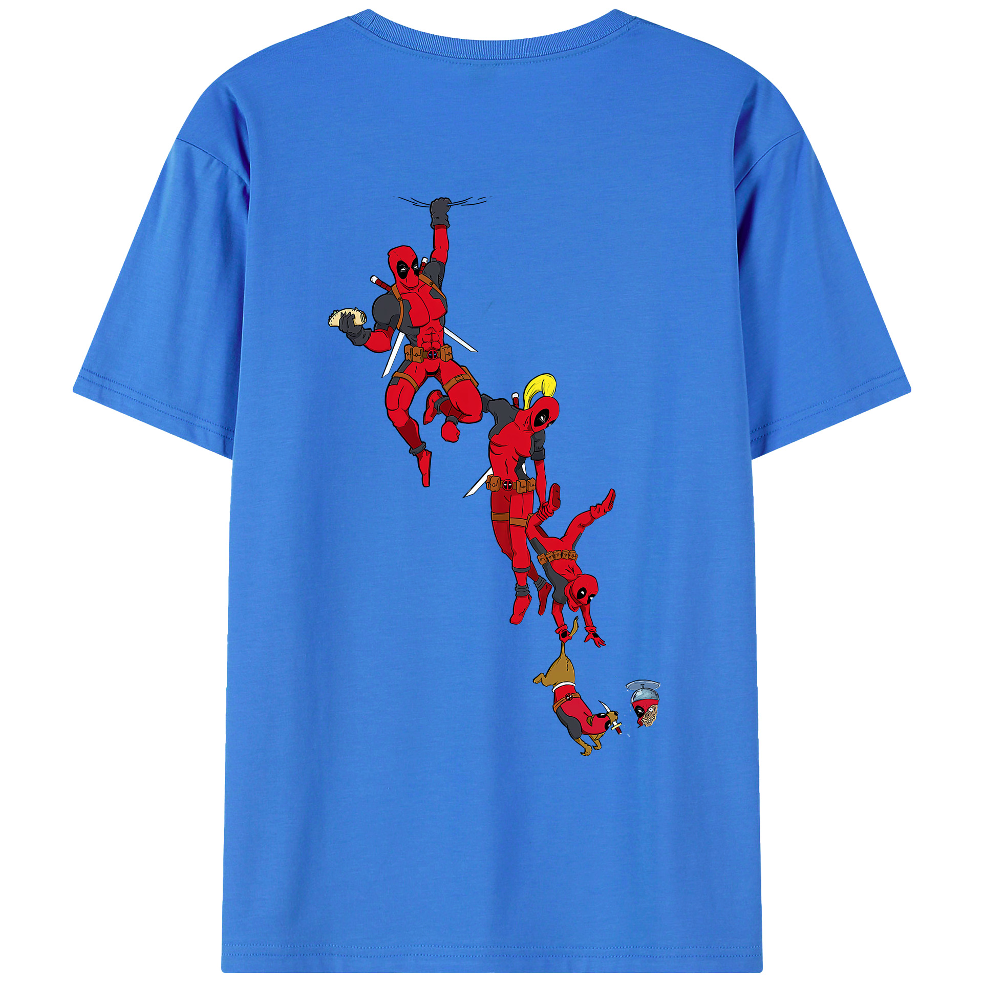 （画像用） Deadpool デッドプール 綿100％ メンズ半袖Tシャツ（バックプリント） 通気性