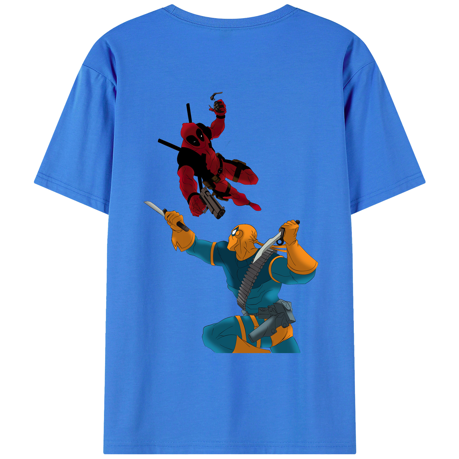 （画像用） Deadpool デッドプール 綿100％ メンズ半袖Tシャツ（バックプリント） 通気性