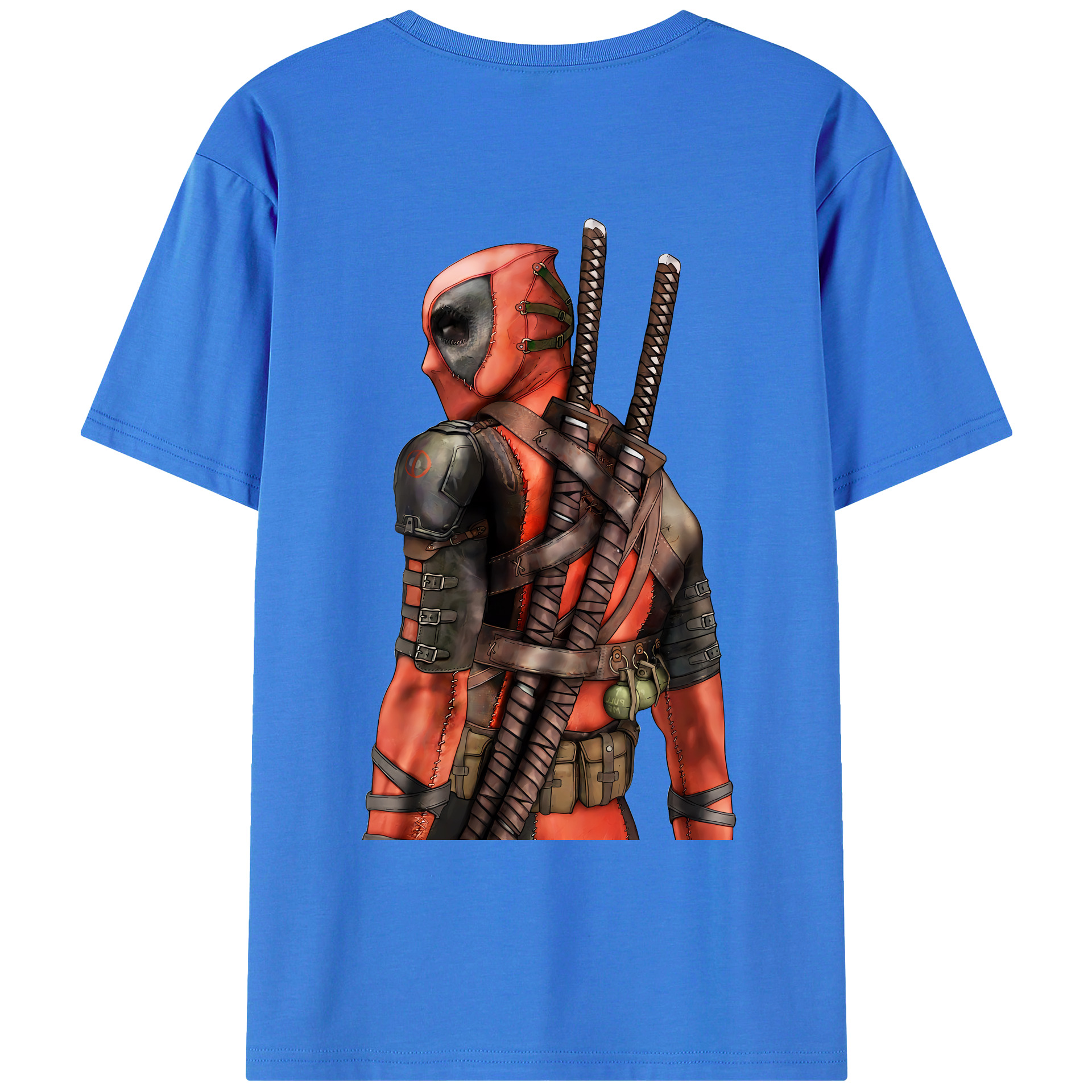 （画像用） Deadpool デッドプール 綿100％ メンズ半袖Tシャツ（バックプリント） 通気性