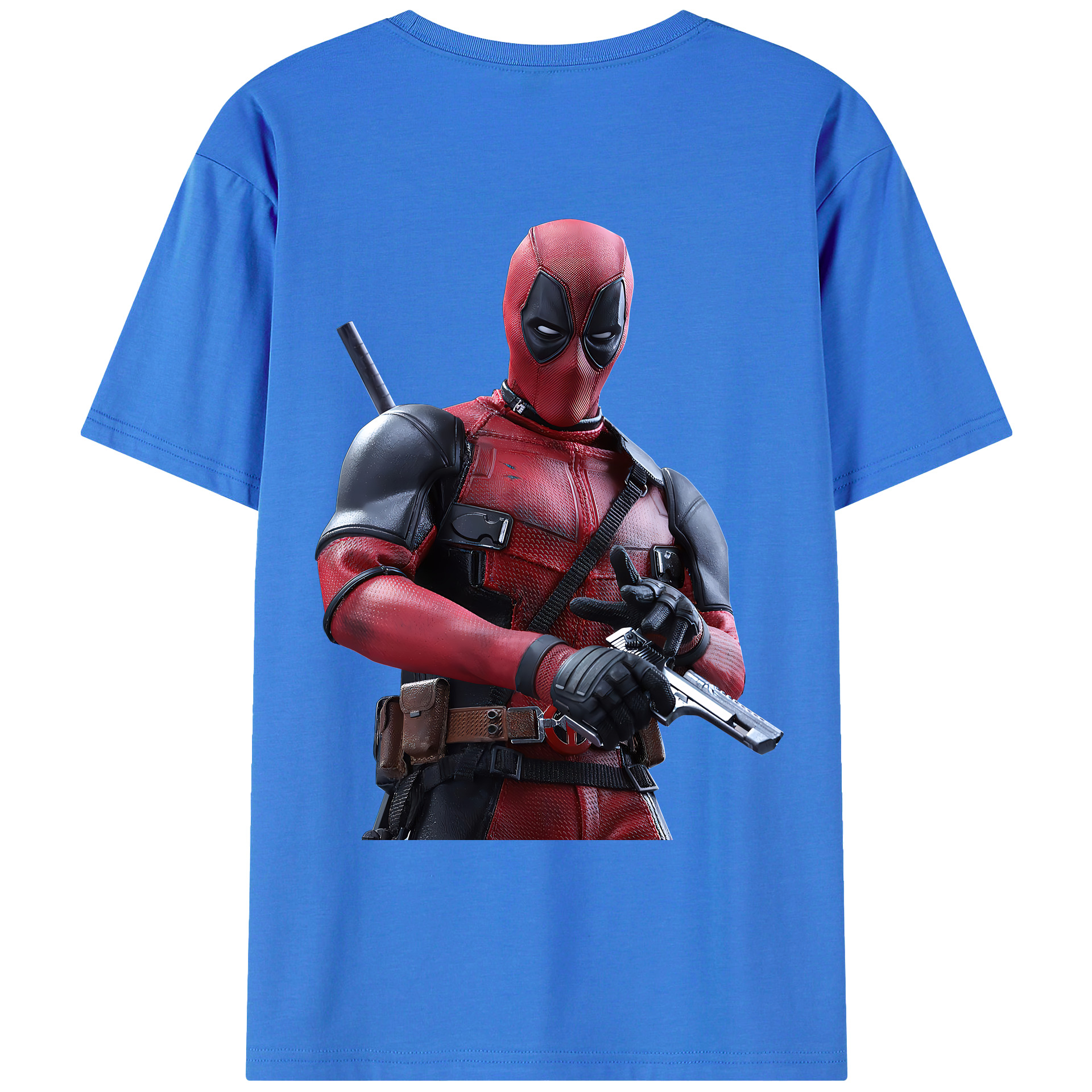 （画像用） Deadpool デッドプール 綿100％ メンズ半袖Tシャツ（バックプリント） 通気性