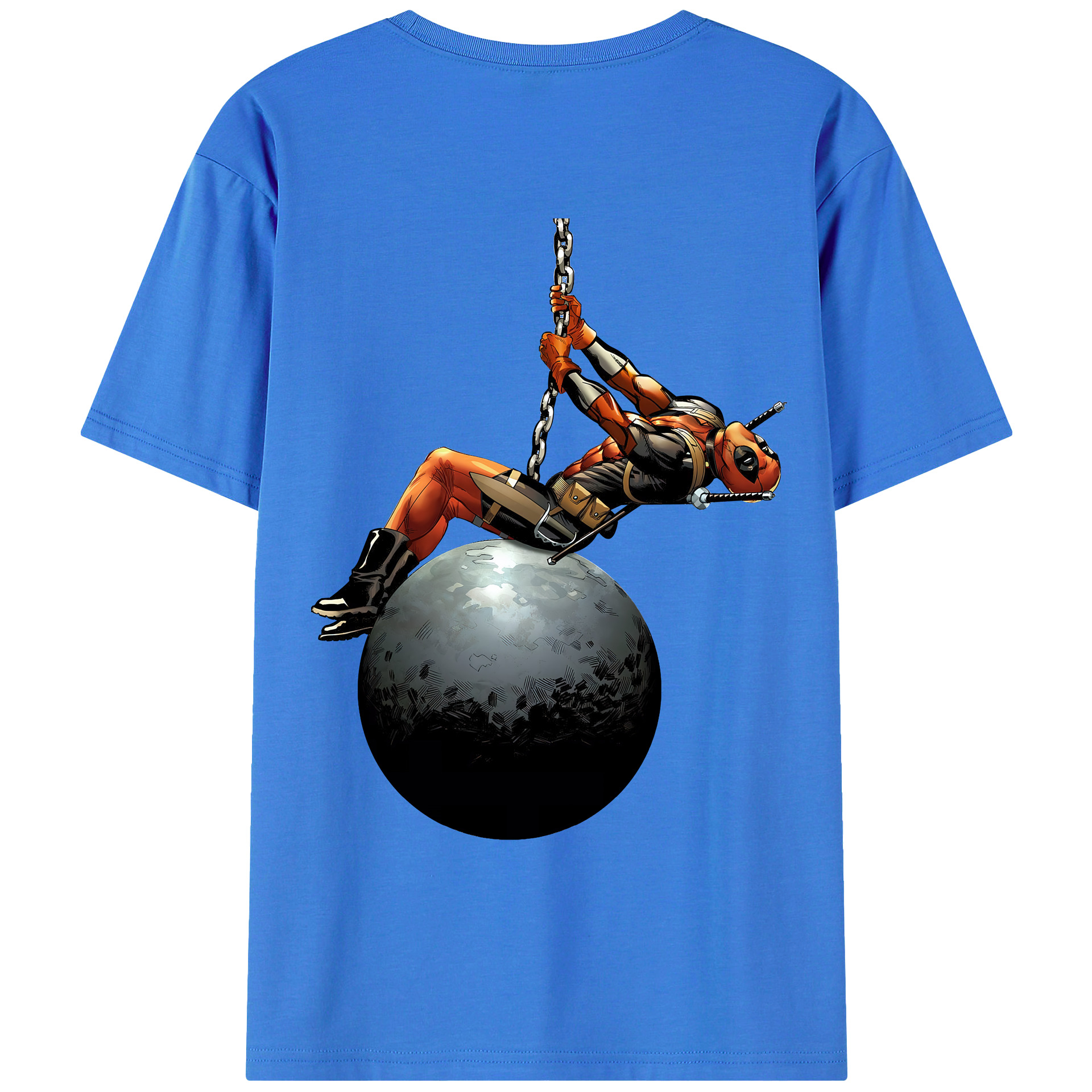 （画像用） Deadpool デッドプール 綿100％ メンズ半袖Tシャツ（バックプリント） 通気性