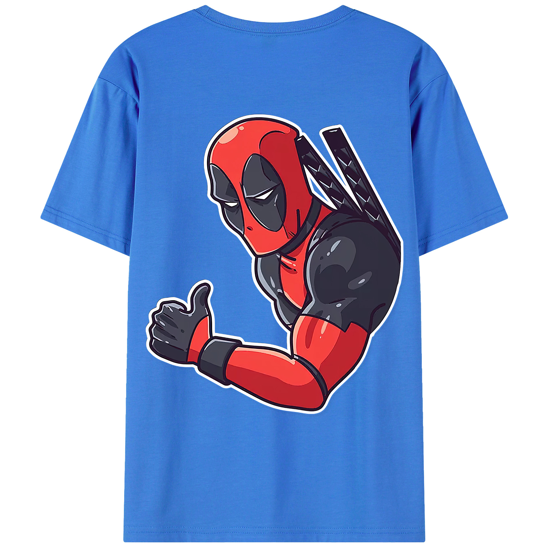 （画像用） Deadpool デッドプール 綿100％ メンズ半袖Tシャツ（バックプリント） 通気性