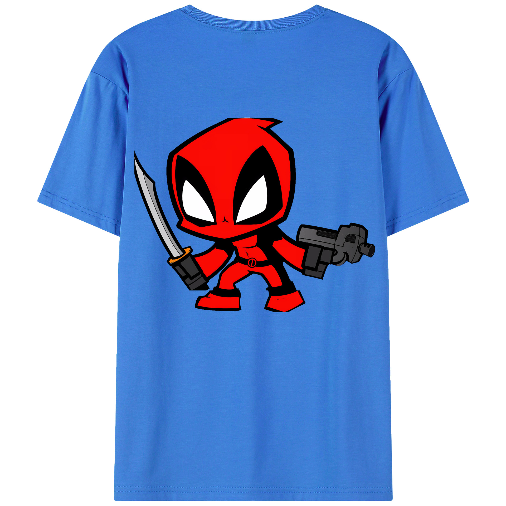 （画像用） Deadpool デッドプール 綿100％ メンズ半袖Tシャツ（バックプリント） 通気性