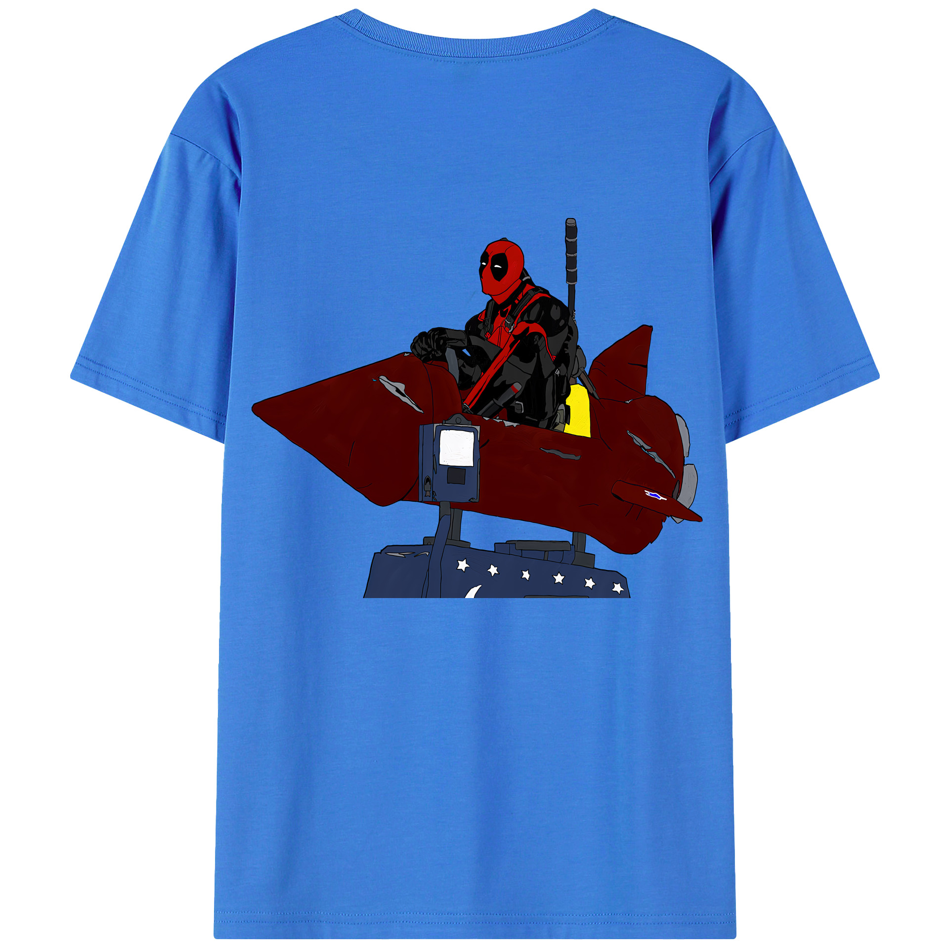 （画像用） Deadpool デッドプール 綿100％ メンズ半袖Tシャツ（バックプリント） 通気性