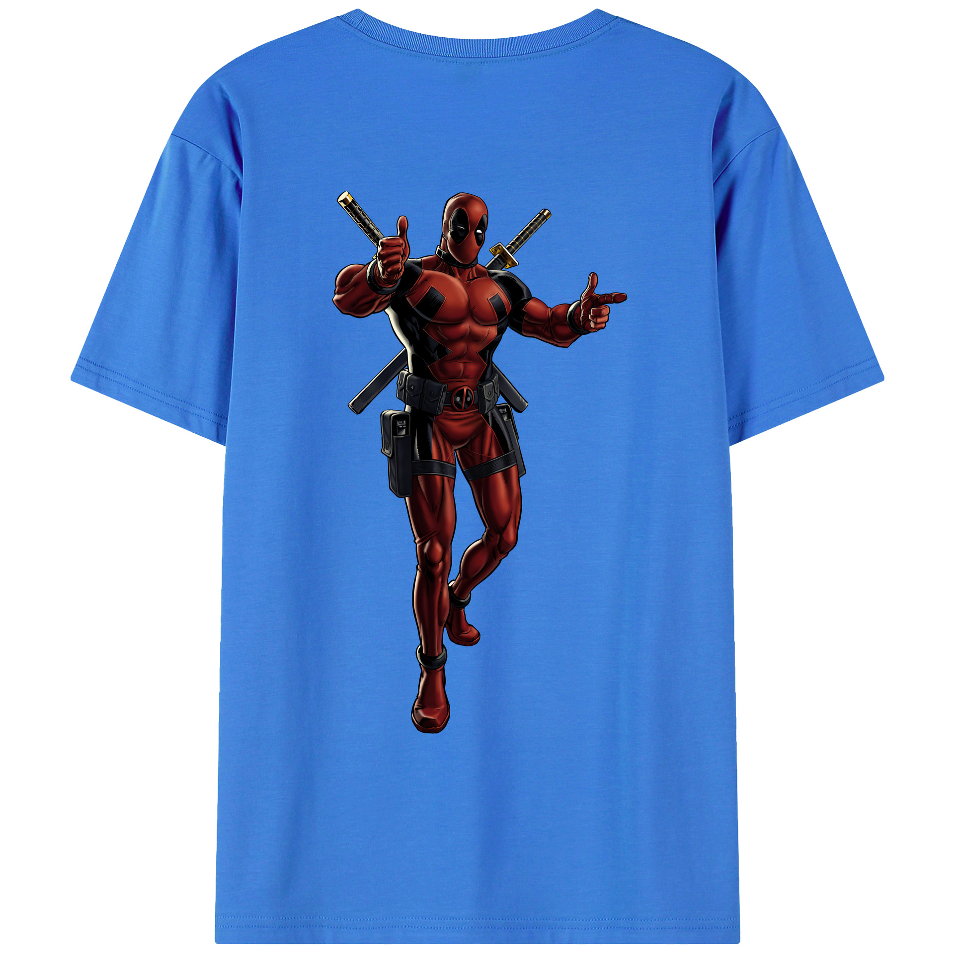 （画像用） Deadpool デッドプール 綿100％ メンズ半袖Tシャツ（バックプリント） 通気性