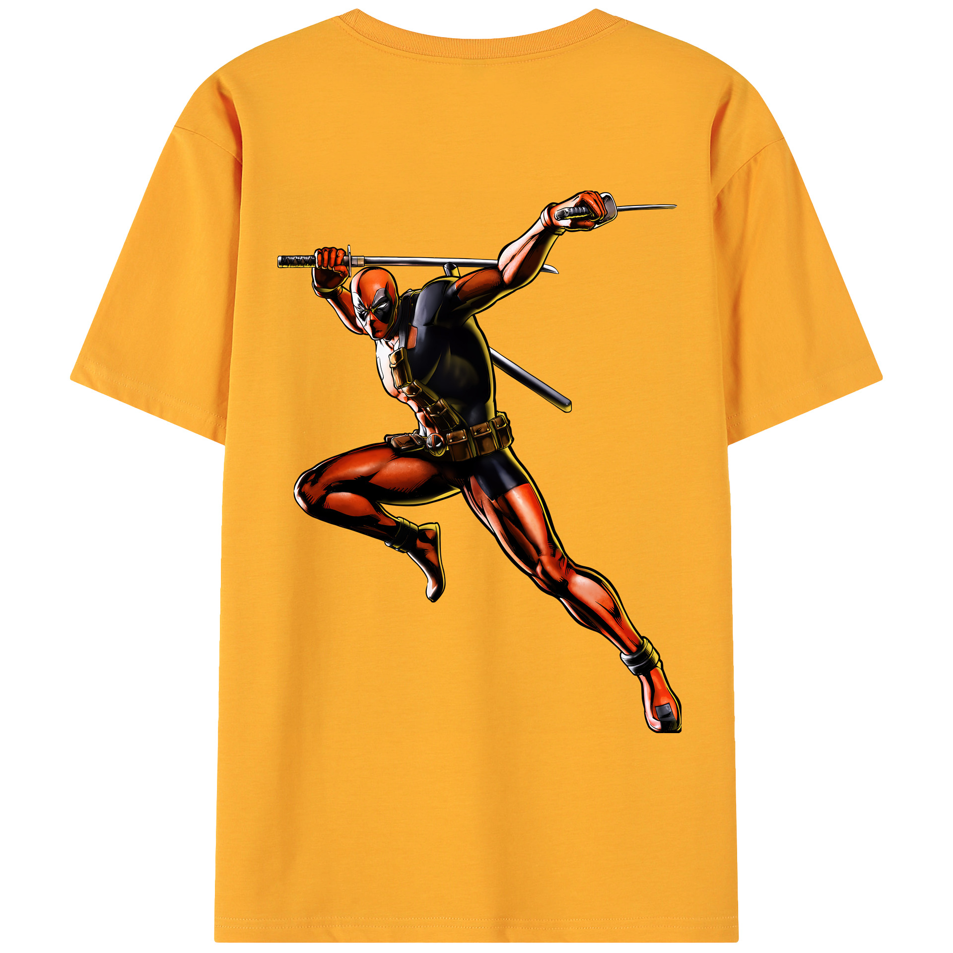 （画像用） Deadpool デッドプール 綿100％ メンズ半袖Tシャツ（バックプリント） 通気性