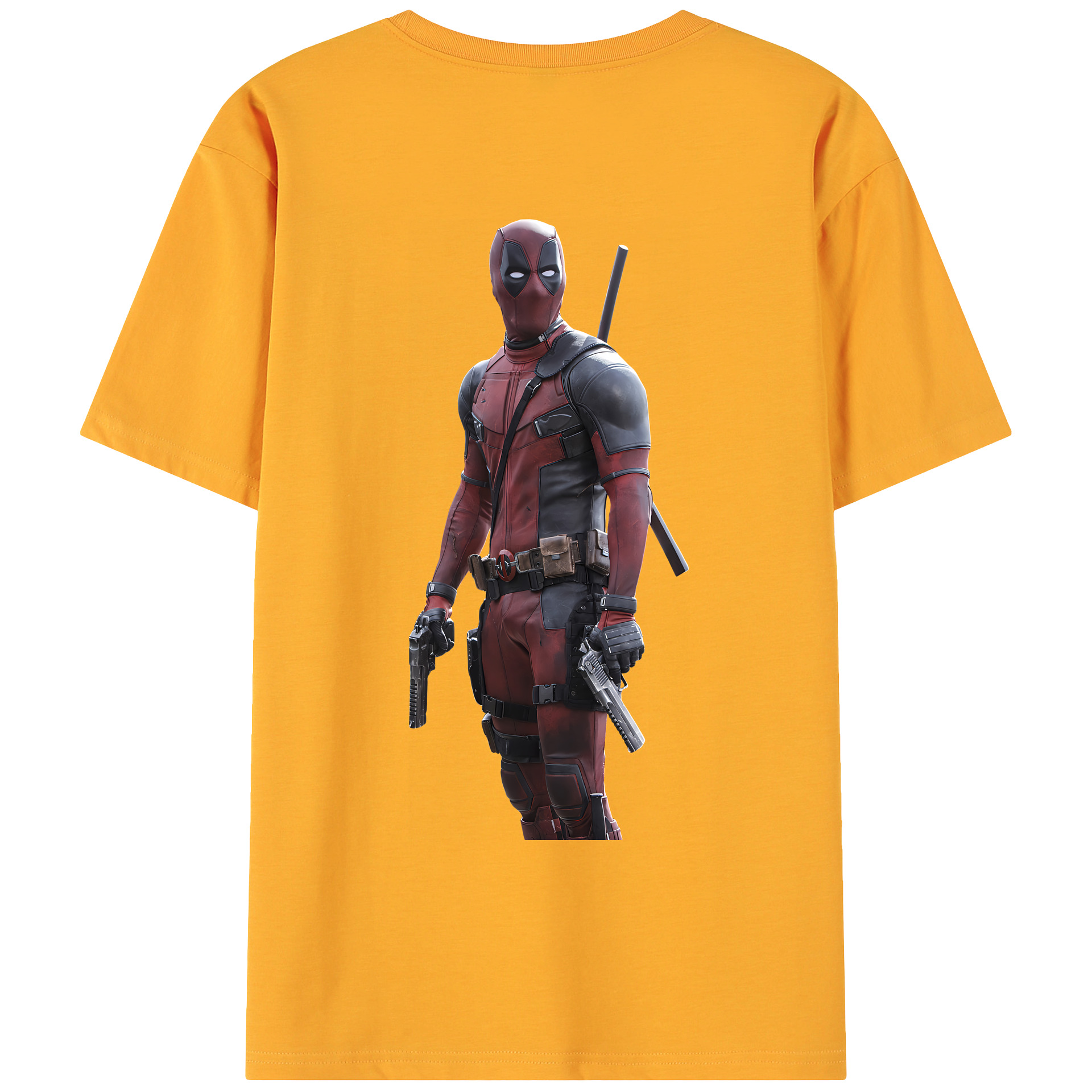 （画像用） Deadpool デッドプール 綿100％ メンズ半袖Tシャツ（バックプリント） 通気性