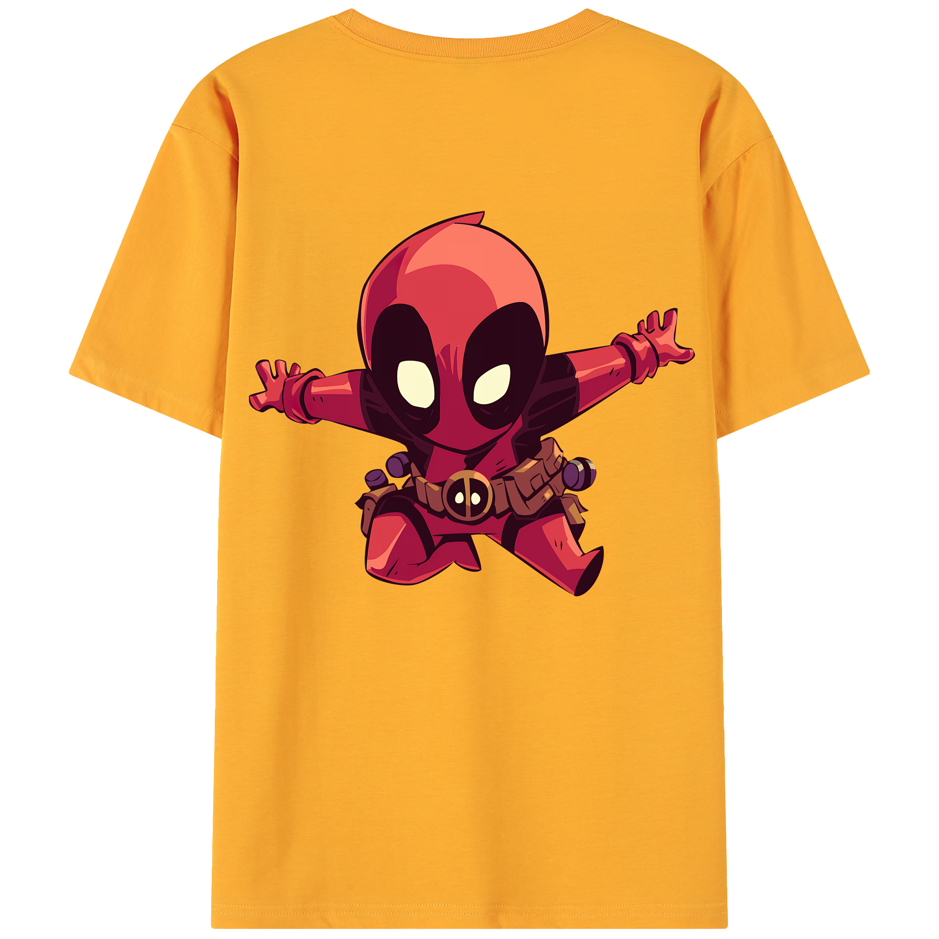 （画像用） Deadpool デッドプール 綿100％ メンズ半袖Tシャツ（バックプリント） 通気性