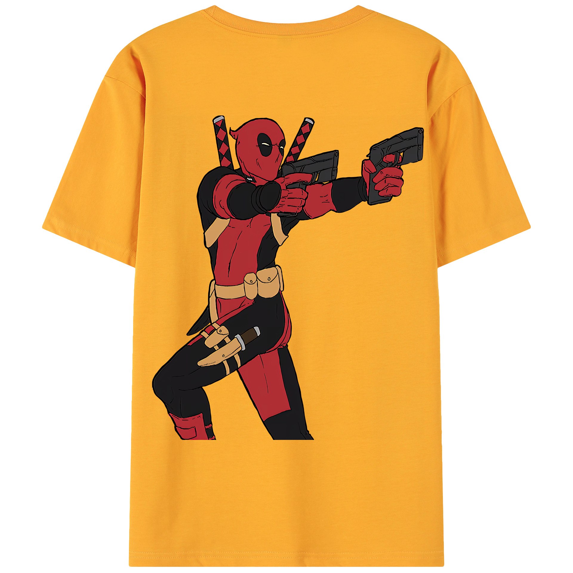 （画像用） Deadpool デッドプール 綿100％ メンズ半袖Tシャツ（バックプリント） 通気性