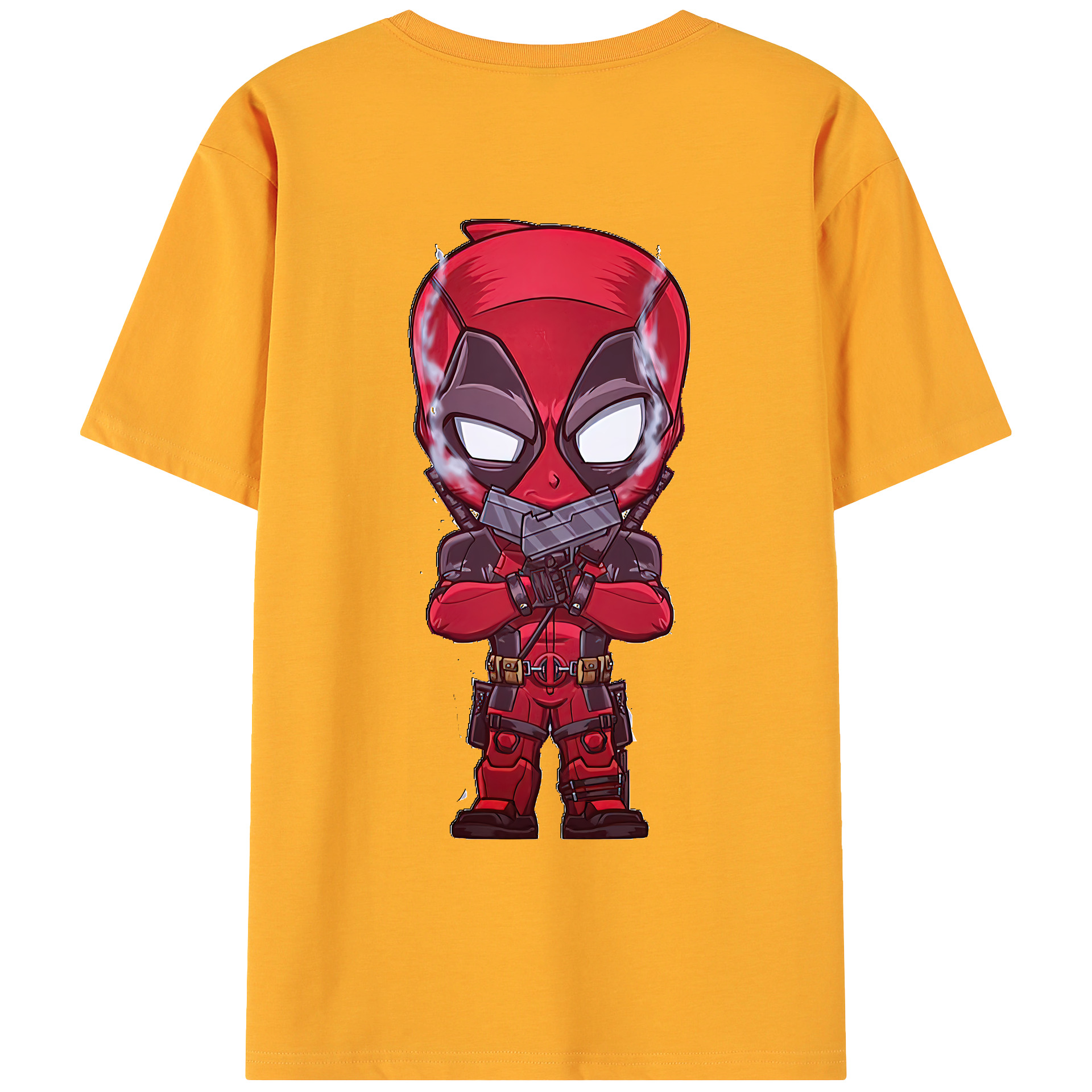 （画像用） Deadpool デッドプール 綿100％ メンズ半袖Tシャツ（バックプリント） 通気性