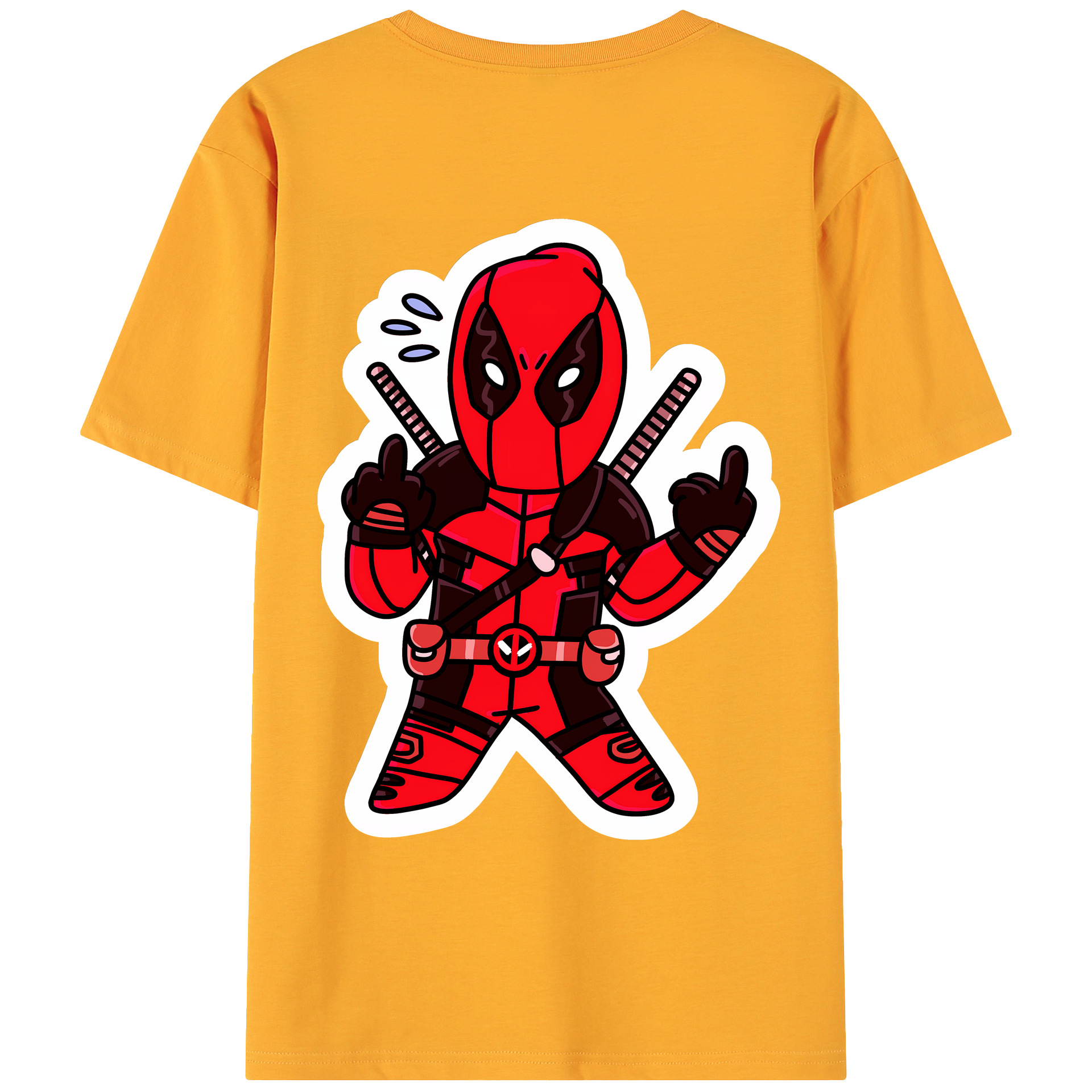 （画像用） Deadpool デッドプール 綿100％ メンズ半袖Tシャツ（バックプリント） 通気性