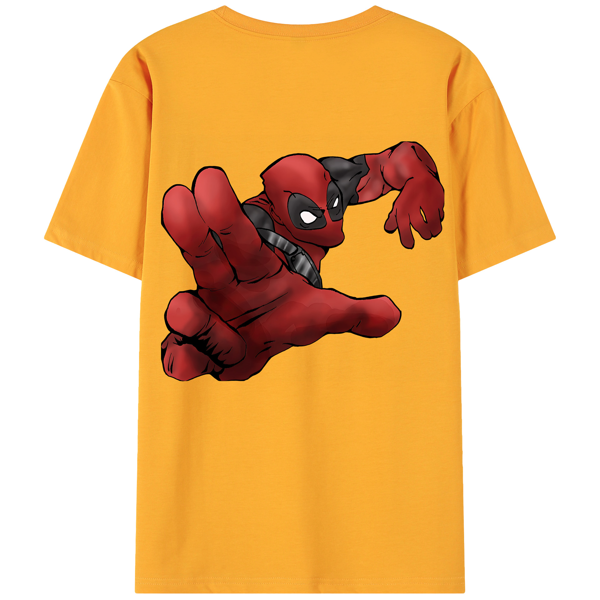 （画像用） Deadpool デッドプール 綿100％ メンズ半袖Tシャツ（バックプリント） 通気性