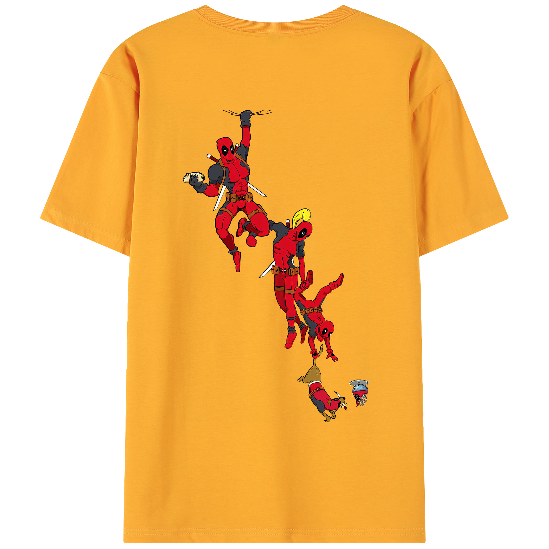 （画像用） Deadpool デッドプール 綿100％ メンズ半袖Tシャツ（バックプリント） 通気性