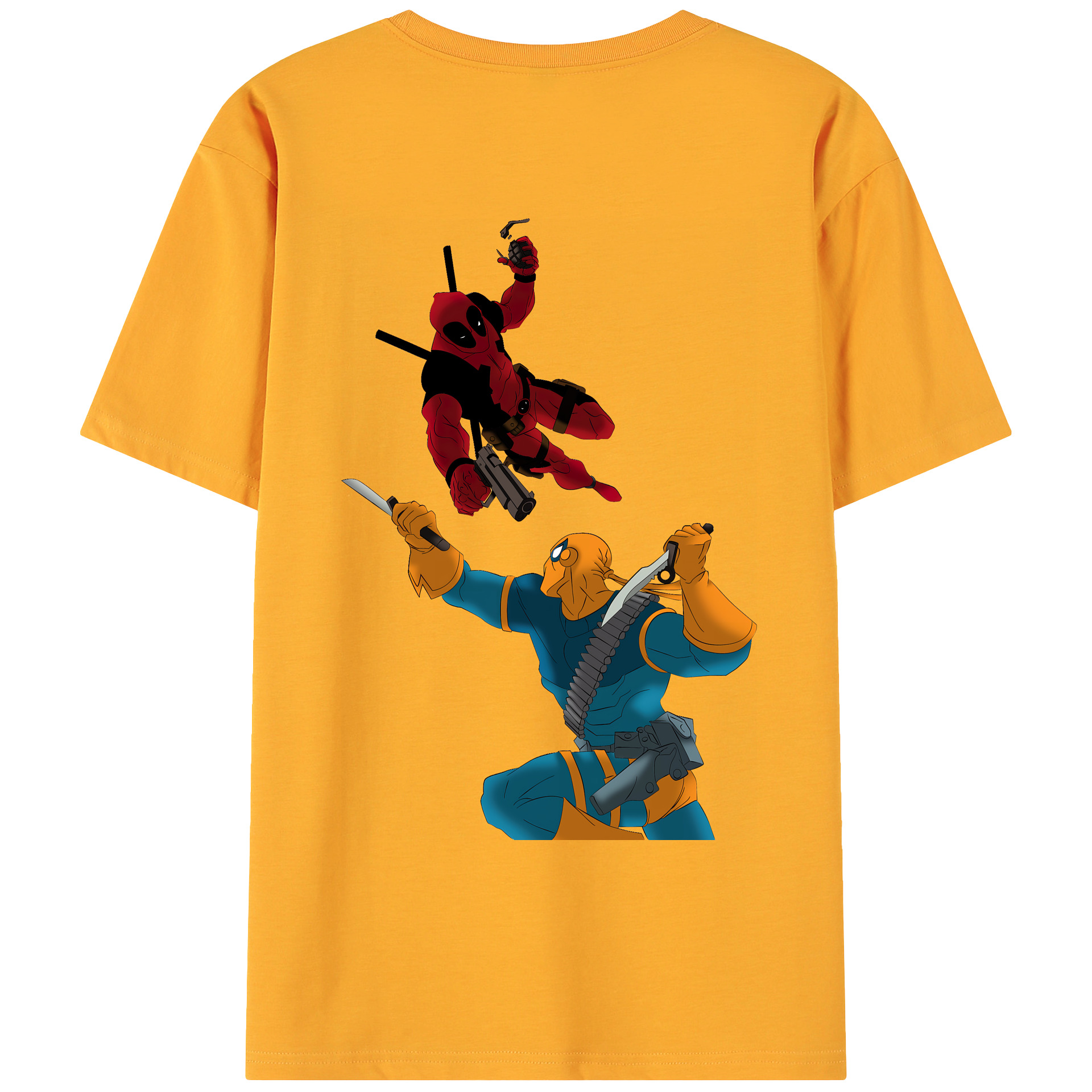 （画像用） Deadpool デッドプール 綿100％ メンズ半袖Tシャツ（バックプリント） 通気性