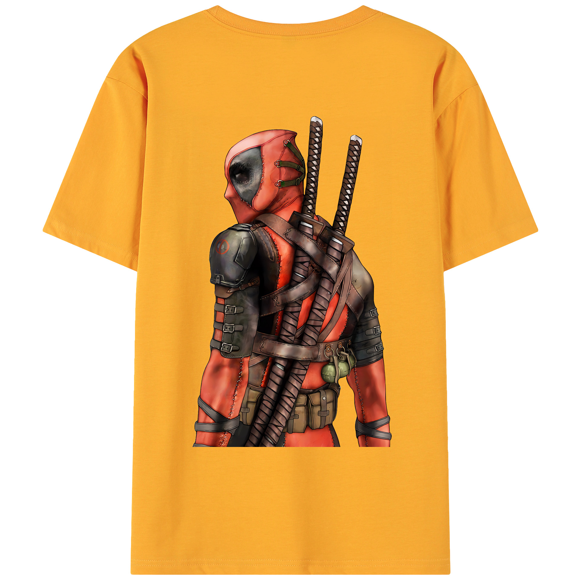 （画像用） Deadpool デッドプール 綿100％ メンズ半袖Tシャツ（バックプリント） 通気性