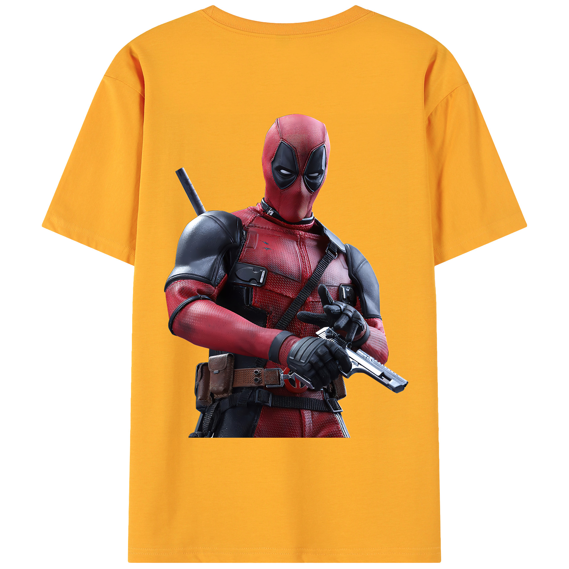 （画像用） Deadpool デッドプール 綿100％ メンズ半袖Tシャツ（バックプリント） 通気性