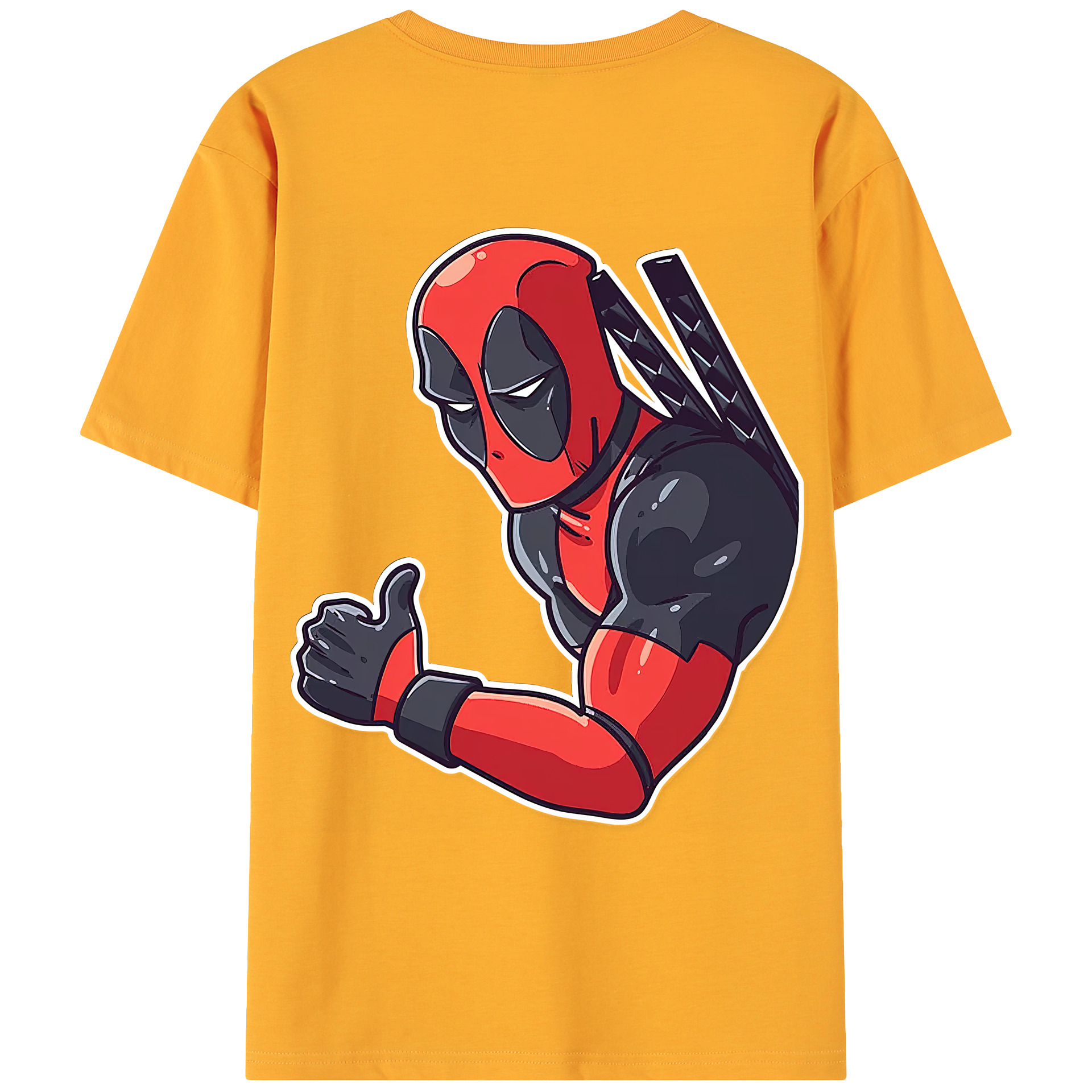 （画像用） Deadpool デッドプール 綿100％ メンズ半袖Tシャツ（バックプリント） 通気性