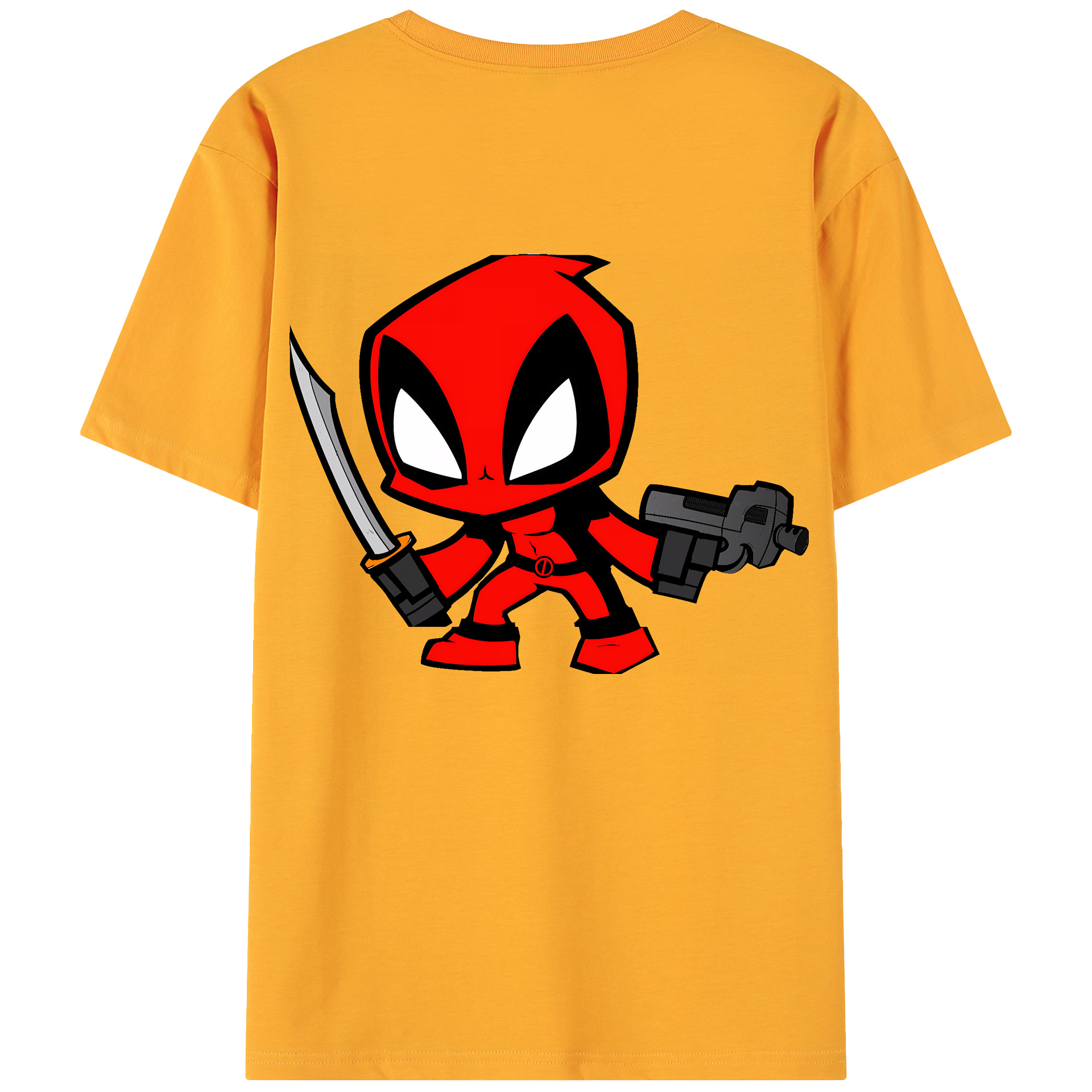 （画像用） Deadpool デッドプール 綿100％ メンズ半袖Tシャツ（バックプリント） 通気性