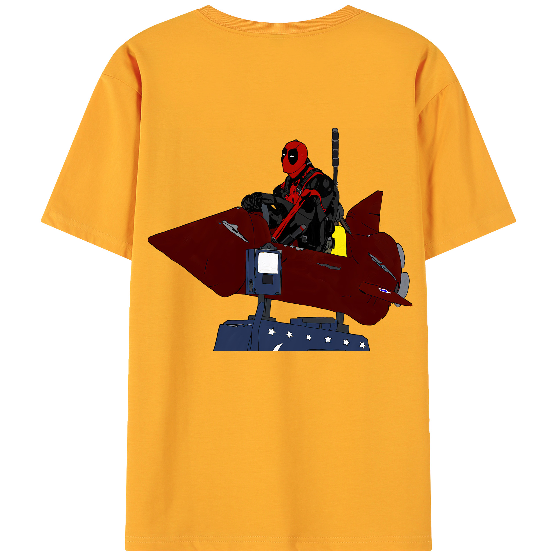 （画像用） Deadpool デッドプール 綿100％ メンズ半袖Tシャツ（バックプリント） 通気性