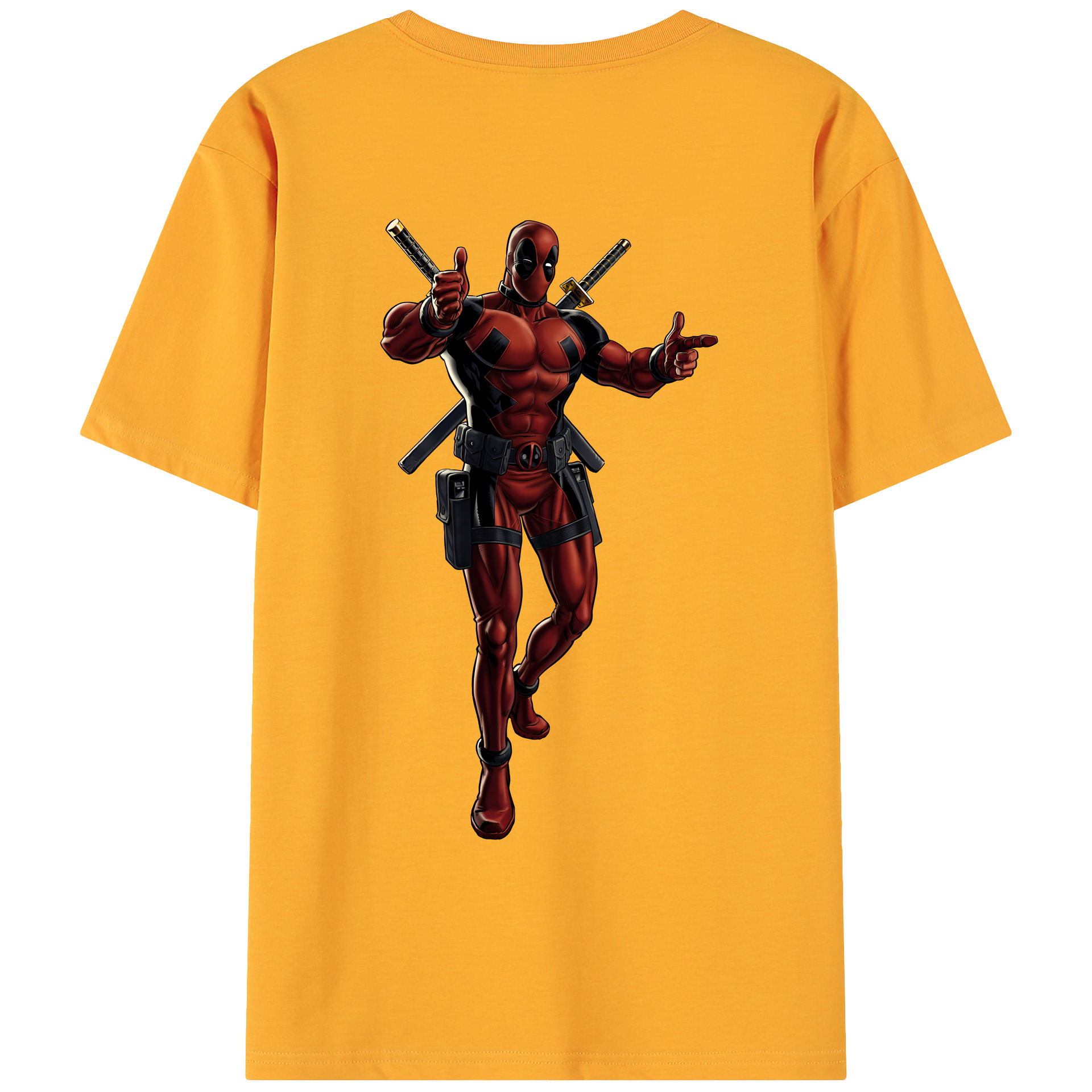 （画像用） Deadpool デッドプール 綿100％ メンズ半袖Tシャツ（バックプリント） 通気性
