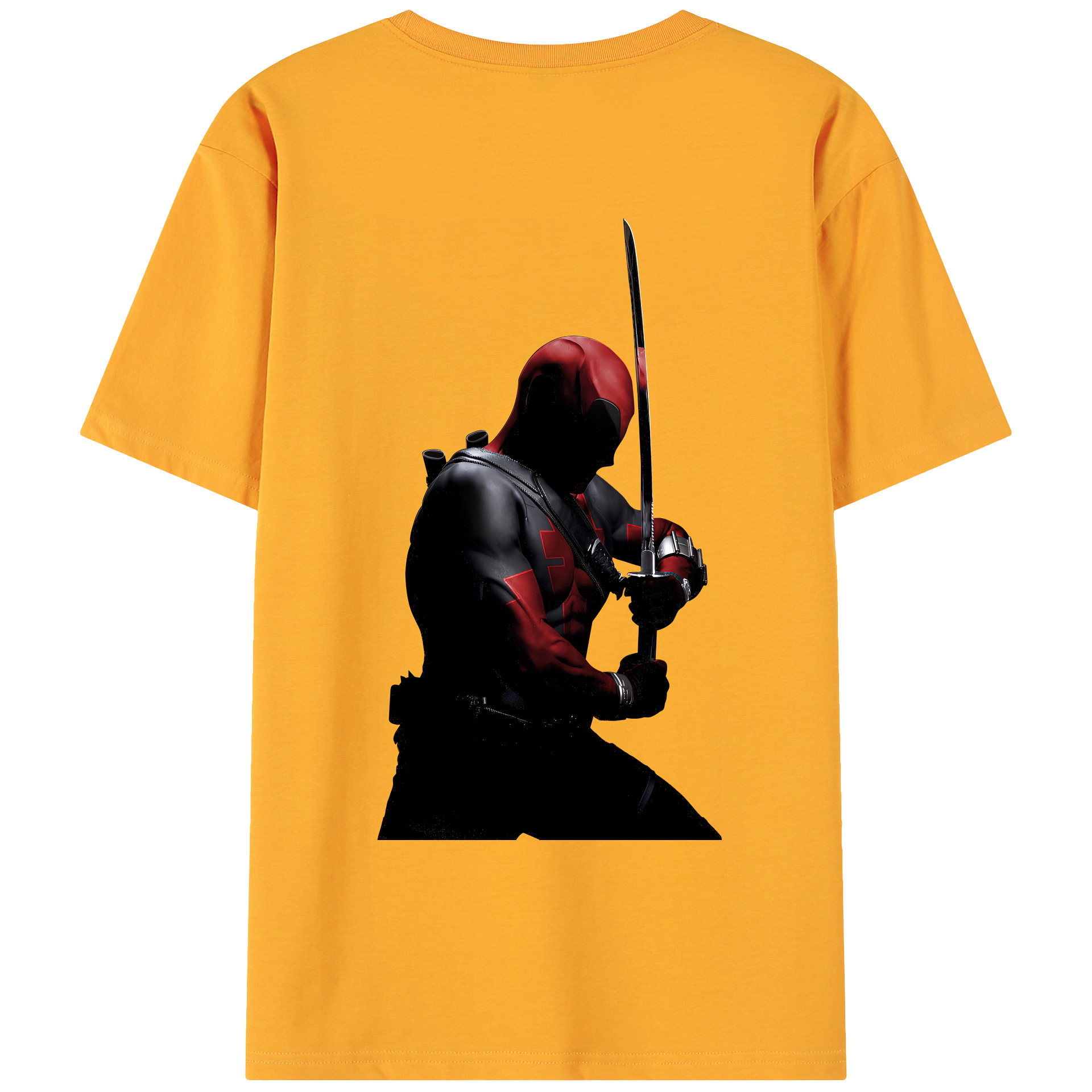 （画像用） Deadpool デッドプール 綿100％ メンズ半袖Tシャツ（バックプリント） 通気性