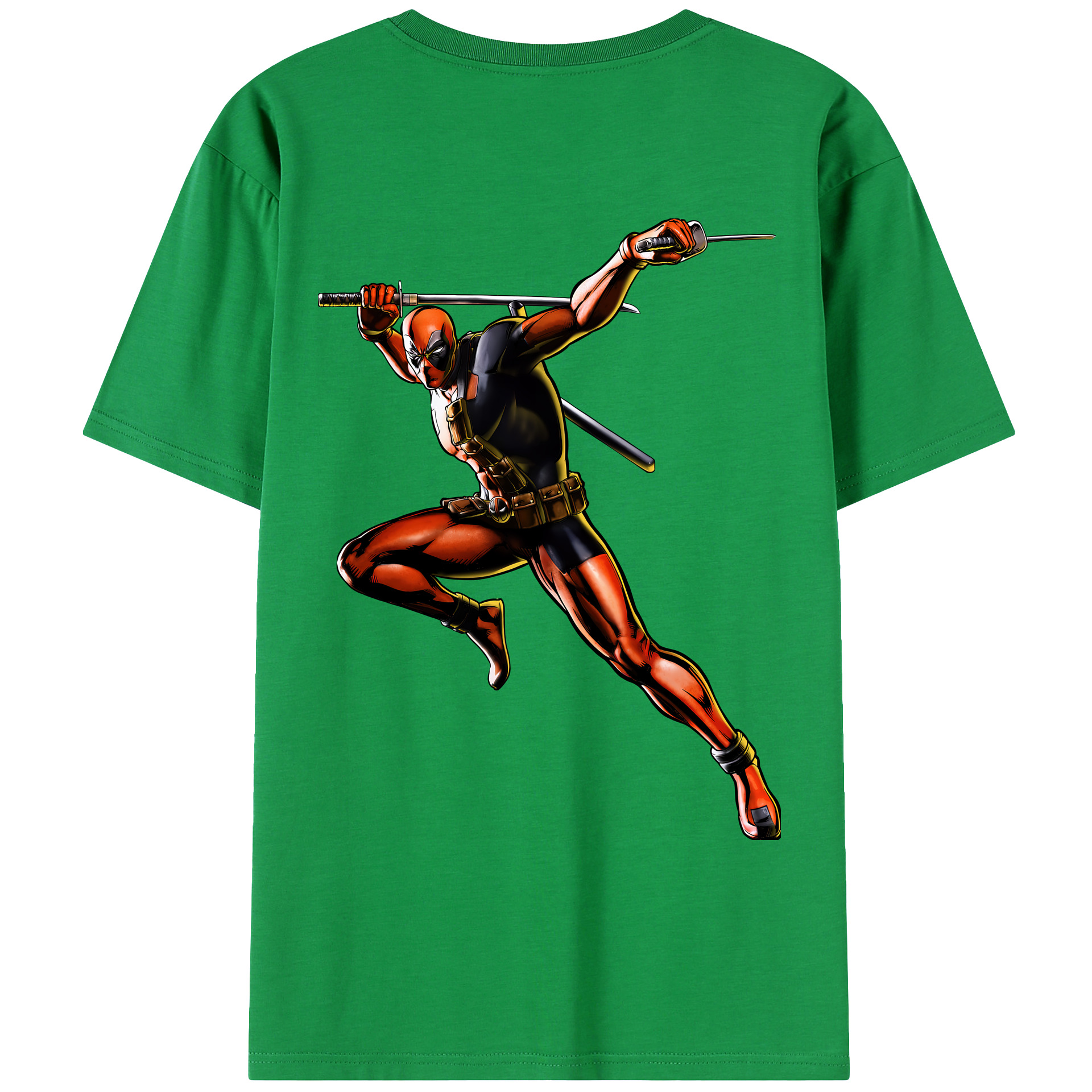 （画像用） Deadpool デッドプール 綿100％ メンズ半袖Tシャツ（バックプリント） 通気性