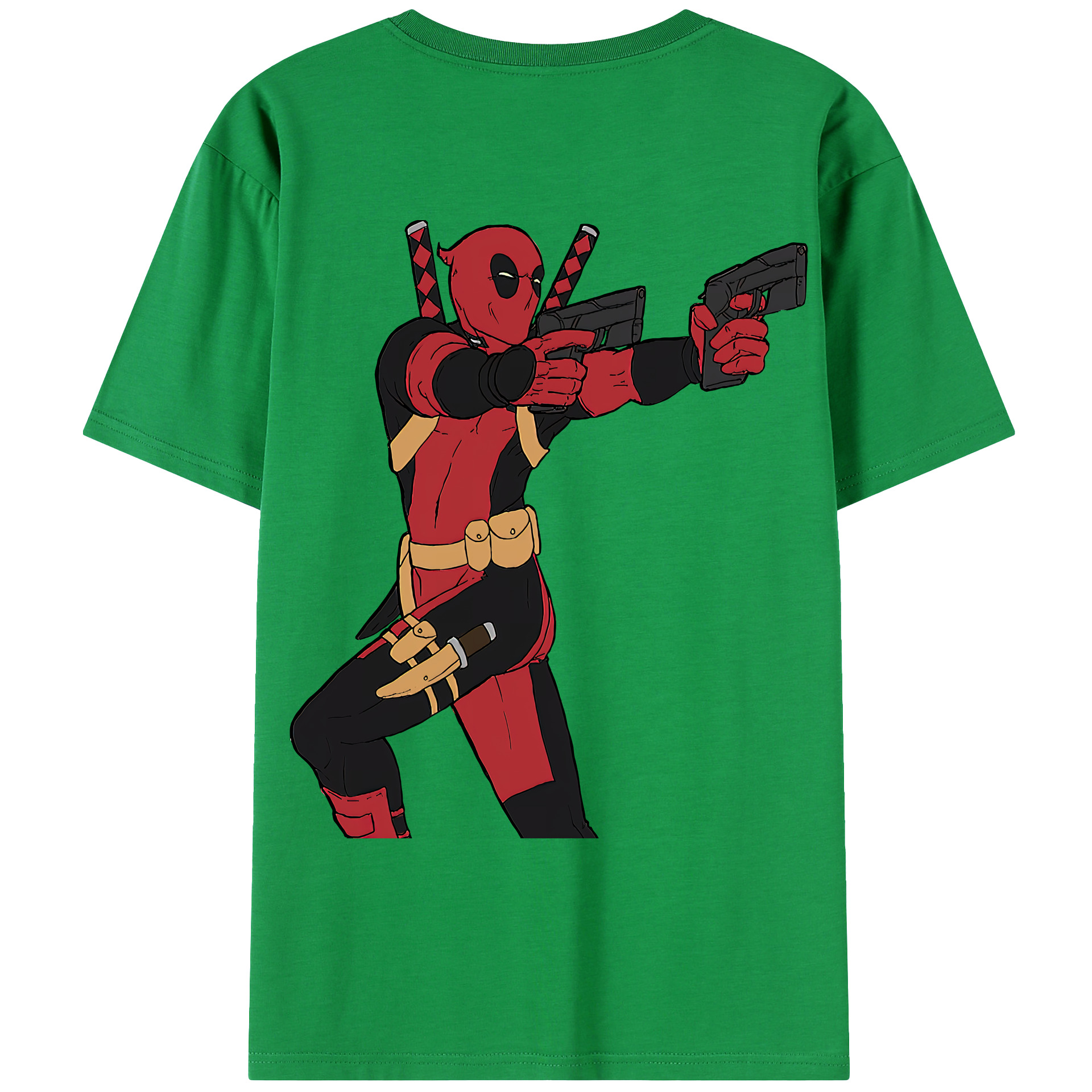 （画像用） Deadpool デッドプール 綿100％ メンズ半袖Tシャツ（バックプリント） 通気性
