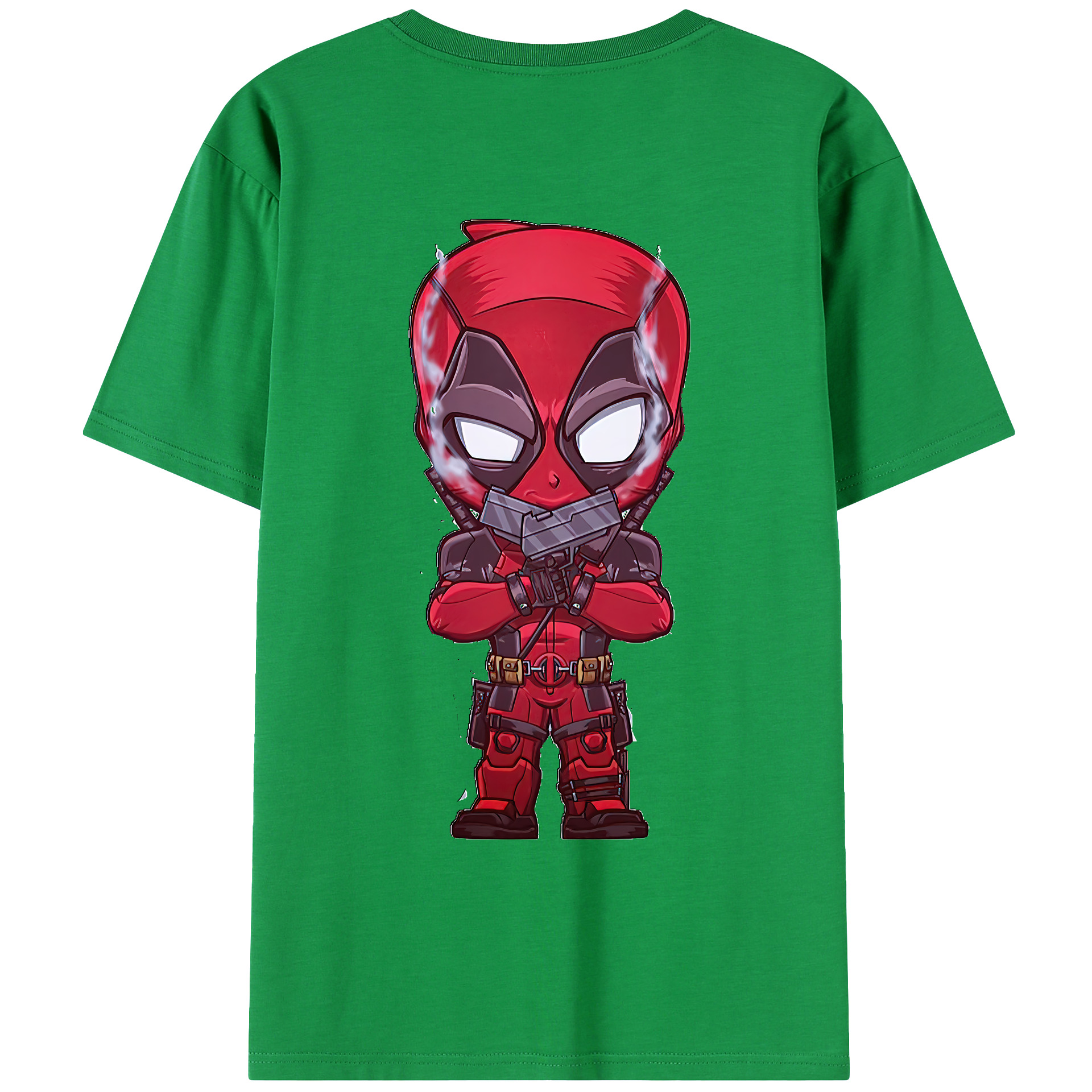 （画像用） Deadpool デッドプール 綿100％ メンズ半袖Tシャツ（バックプリント） 通気性