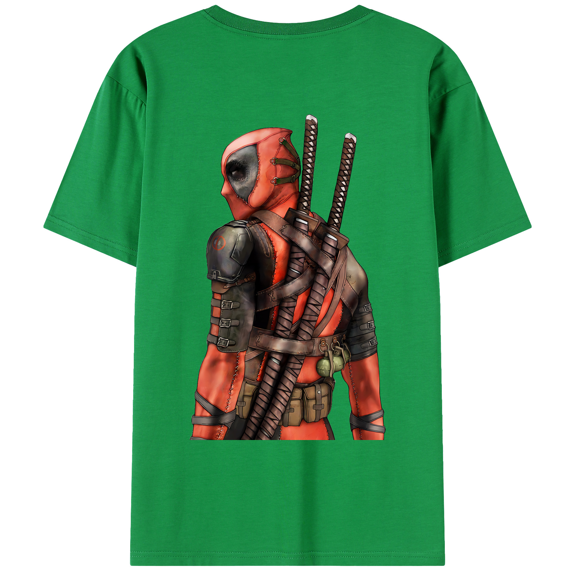 （画像用） Deadpool デッドプール 綿100％ メンズ半袖Tシャツ（バックプリント） 通気性