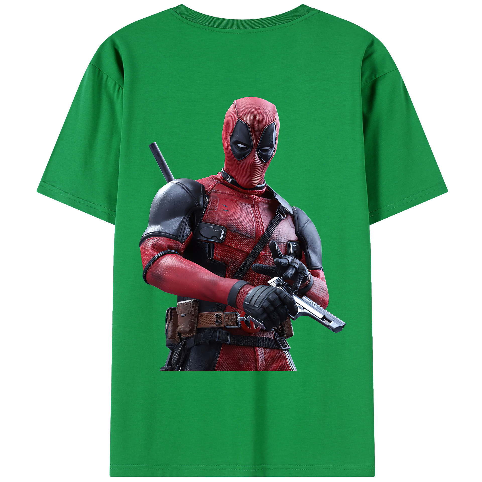 （画像用） Deadpool デッドプール 綿100％ メンズ半袖Tシャツ（バックプリント） 通気性