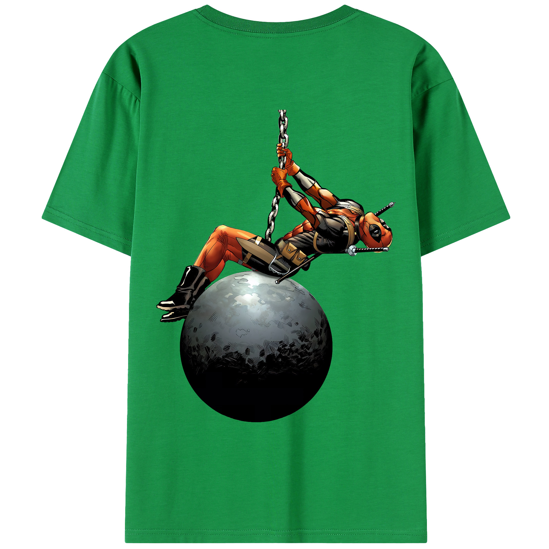 （画像用） Deadpool デッドプール 綿100％ メンズ半袖Tシャツ（バックプリント） 通気性
