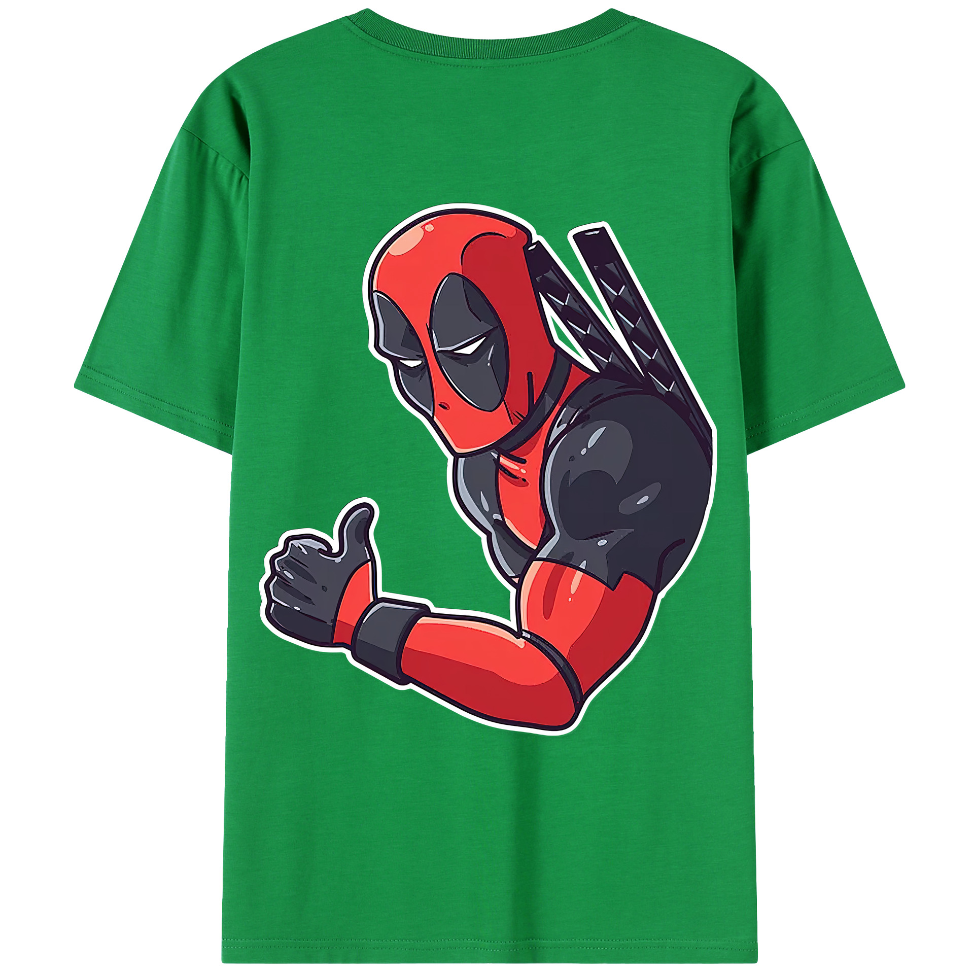 （画像用） Deadpool デッドプール 綿100％ メンズ半袖Tシャツ（バックプリント） 通気性
