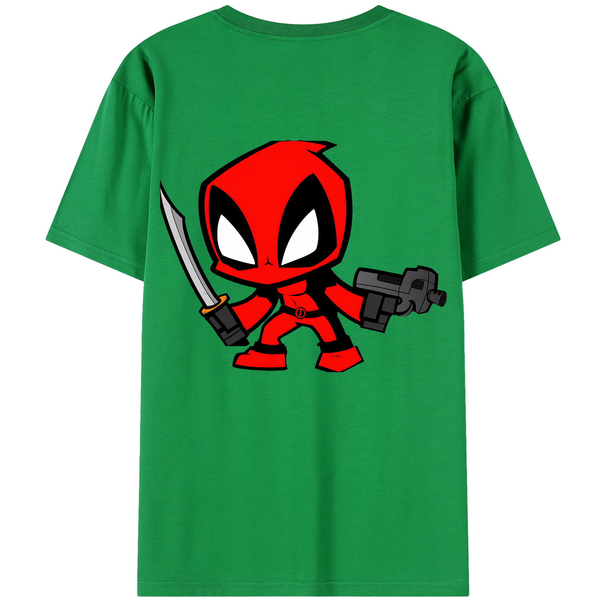 （画像用） Deadpool デッドプール 綿100％ メンズ半袖Tシャツ（バックプリント） 通気性