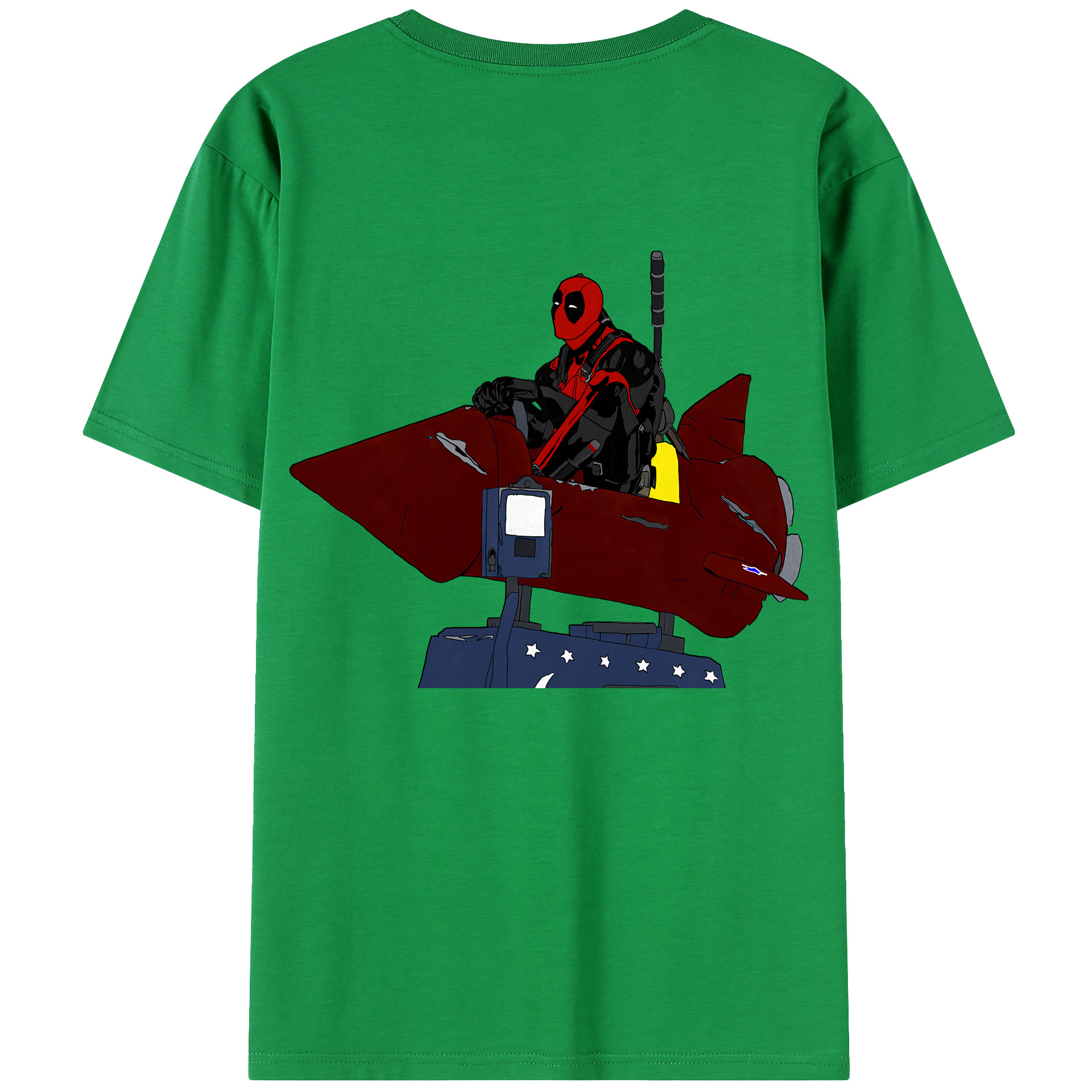 （画像用） Deadpool デッドプール 綿100％ メンズ半袖Tシャツ（バックプリント） 通気性