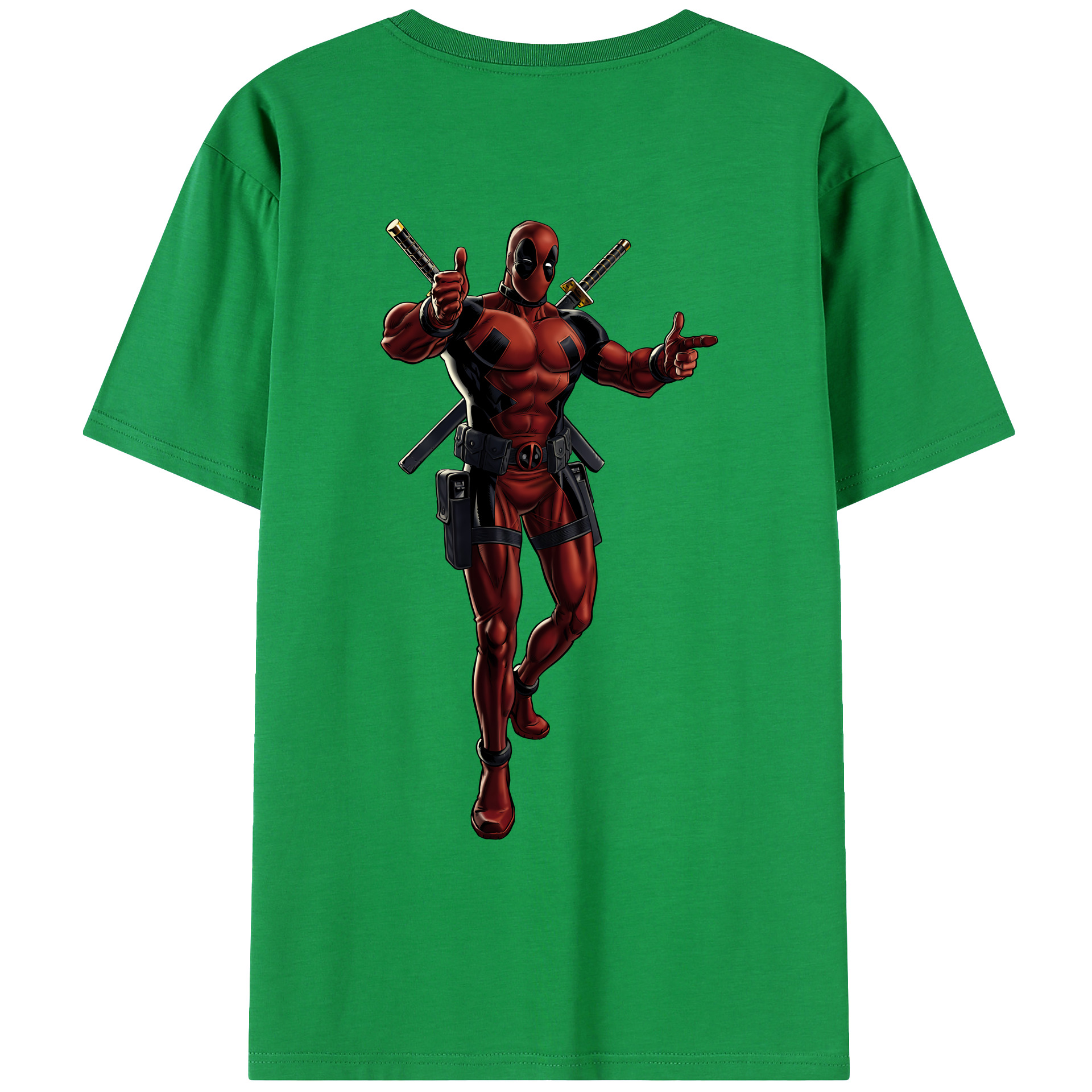 （画像用） Deadpool デッドプール 綿100％ メンズ半袖Tシャツ（バックプリント） 通気性