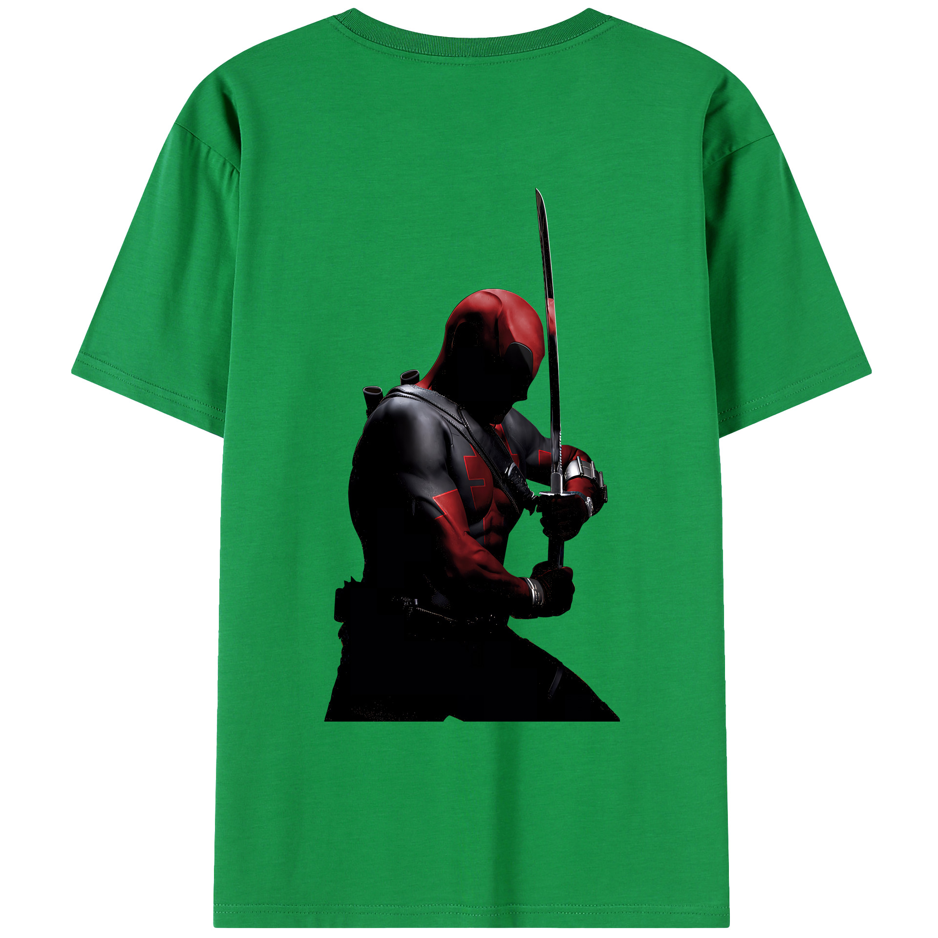（画像用） Deadpool デッドプール 綿100％ メンズ半袖Tシャツ（バックプリント） 通気性