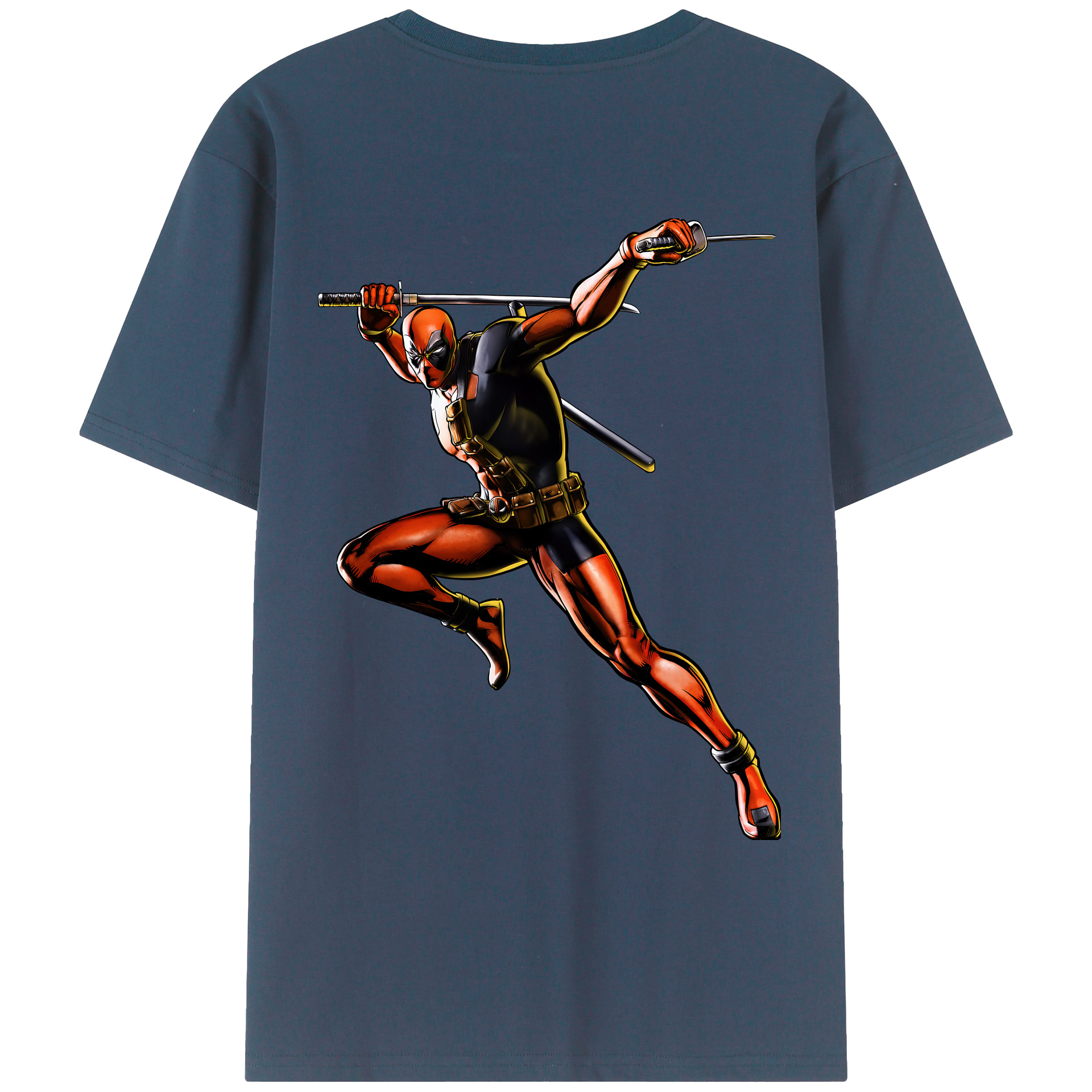 （画像用） Deadpool デッドプール 綿100％ メンズ半袖Tシャツ（バックプリント） 通気性