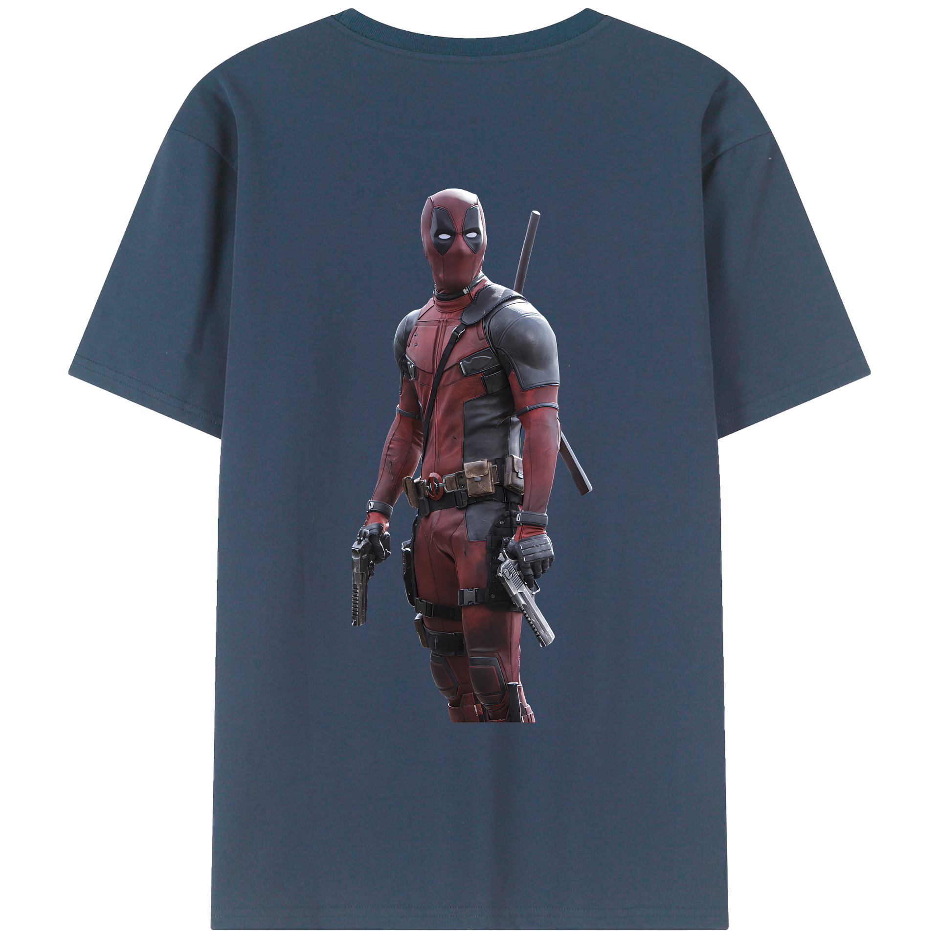 （画像用） Deadpool デッドプール 綿100％ メンズ半袖Tシャツ（バックプリント） 通気性