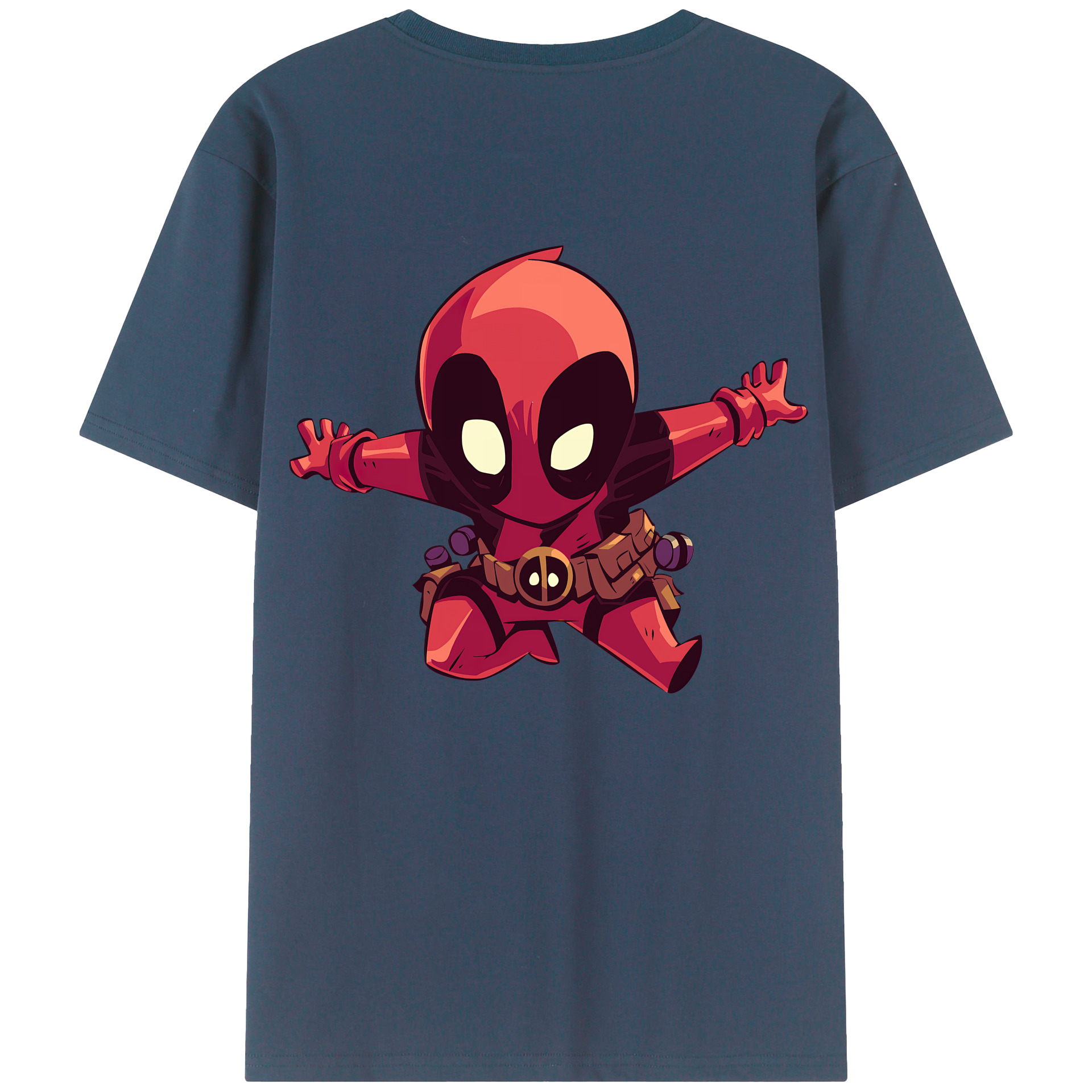 （画像用） Deadpool デッドプール 綿100％ メンズ半袖Tシャツ（バックプリント） 通気性