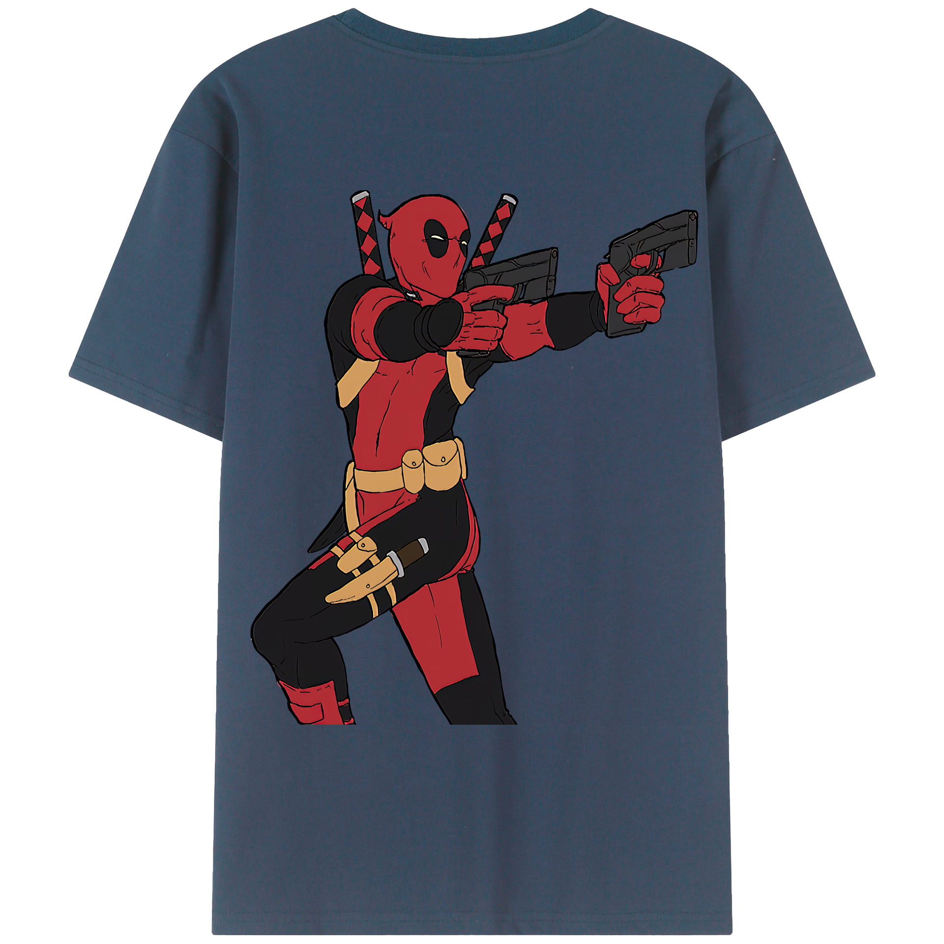 （画像用） Deadpool デッドプール 綿100％ メンズ半袖Tシャツ（バックプリント） 通気性