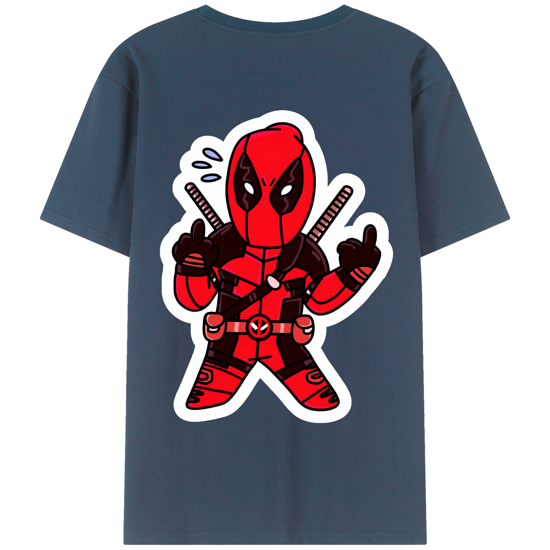 （画像用） Deadpool デッドプール 綿100％ メンズ半袖Tシャツ（バックプリント） 通気性